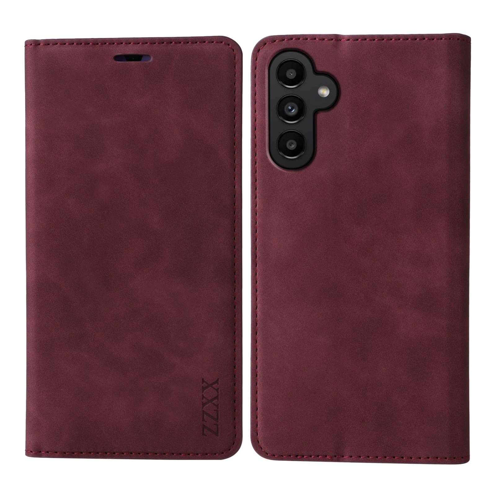ZZXX Samsung Galaxy A13 5G Case Wallet with [RFID Blocking] Card Slot Photo Fram Kickstand Magnetic Soft Leather Flip Fold Case for Samsung Galaxy A13 5G Wallet Case(Wine Red-6.5 inch)