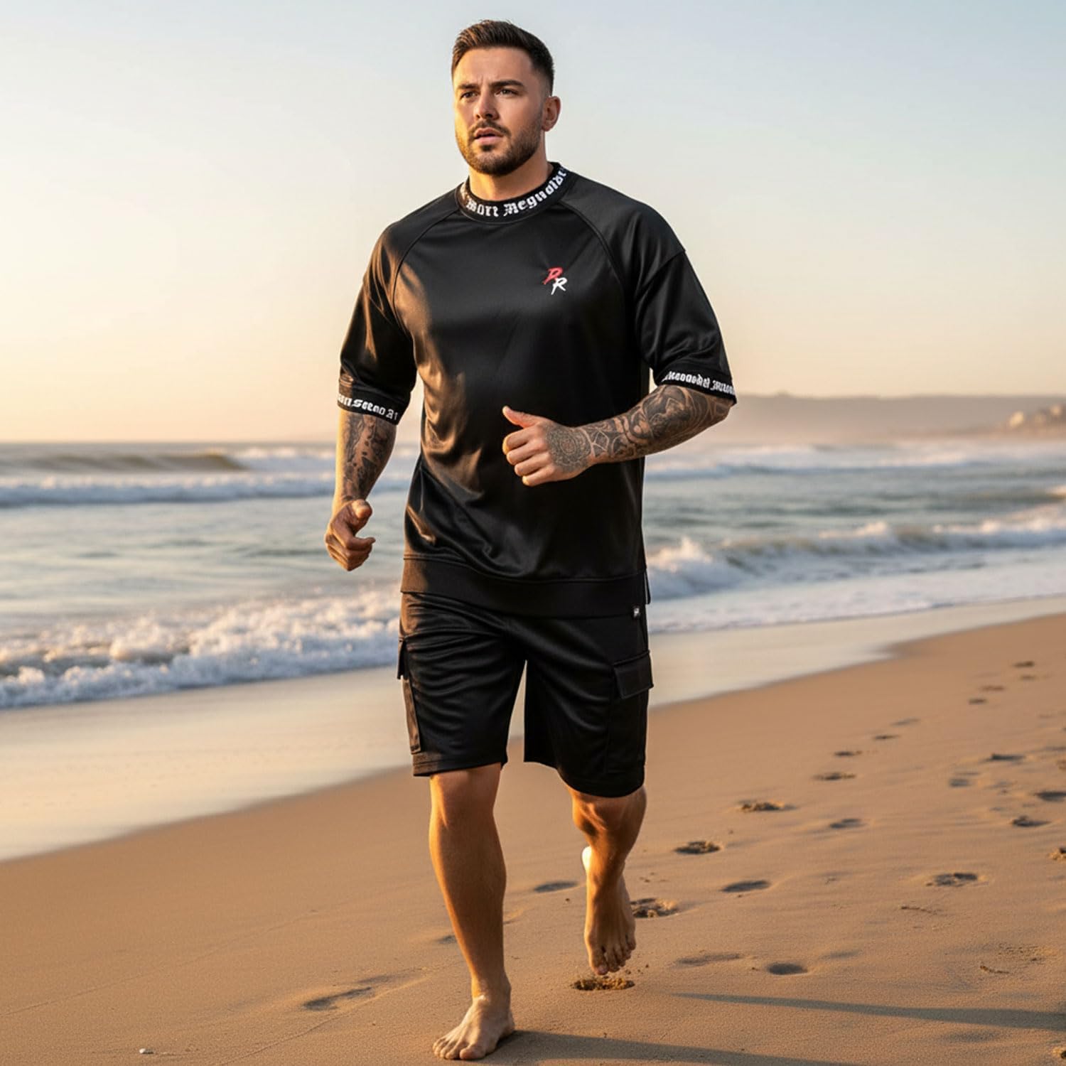 Men's 2 Piece Short Sets Outfits Oversized T-Shirt & Cargo Shorts Casual Short Sets Men Summer Vacation & Cruise Outfits Men