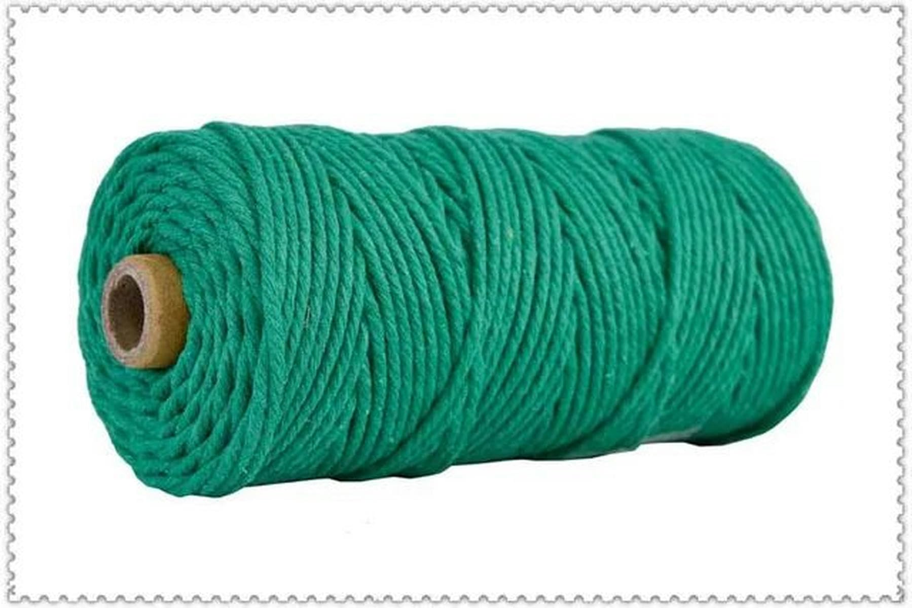 Cordones de algodón para bricolaje de 3/4 mm, hilo colorido, cordón de macramé, hecho a mano, 200 m, cuerda decorativa, textil, verde hierba, 4 mm x 100 m