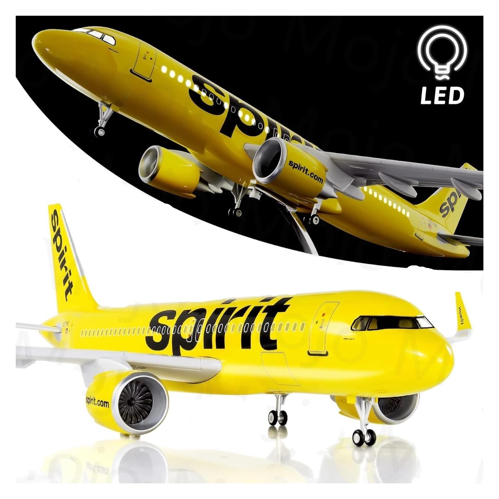 Odlewane zabawki samolotowe 47 cm dla A320 NEO Spirit Model samolotu Model samolotu w skali Samoloty ze światłem LED Sterowanie dotykowe lub dźwiękiem Do zbierania lub pokazu do zbierania i