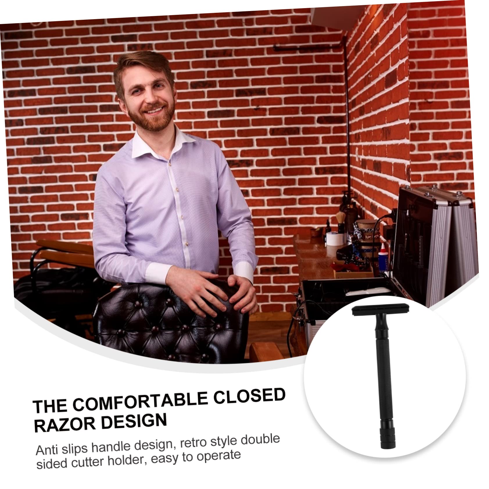 MERRYHAPY Manual Beard Shaver Safety Razor Double Edge Razors Reusable Razor for Closest Shave Experience