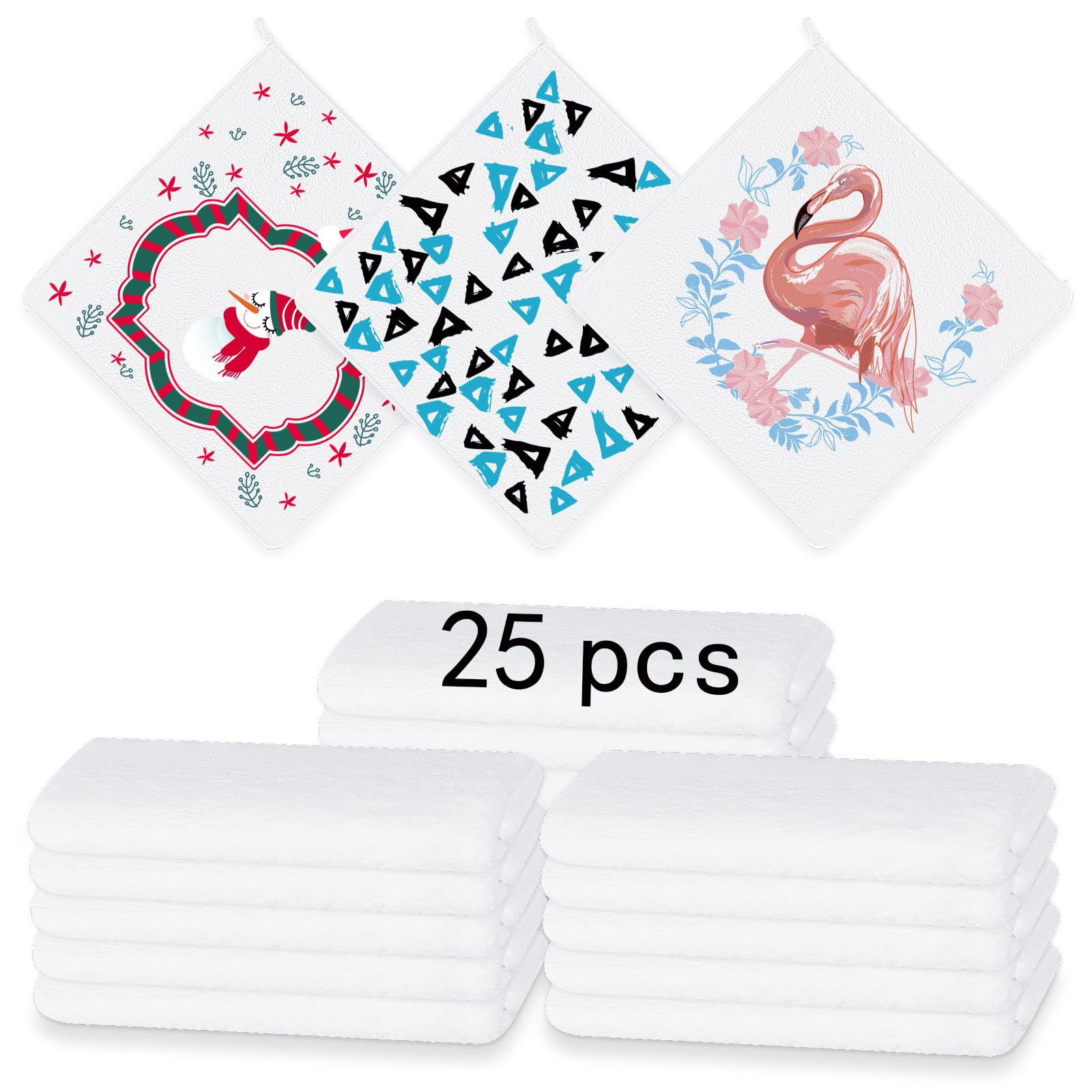 LIZOIDZSM 25 Pcs Sublimation Towels Blank,12 x 12 Inch Sublimation Hand Towels,DIY Microfiber Sublimation Kitchen Towel Dish Towels,Sublimation Tea
