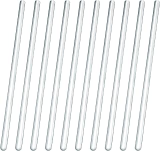 Eisco Labs 10 Pack Borosilicate 3.3 Glass Stirring Rods 7.9" Rounded Ends 6mm Dia - Lab Classroom Home Use