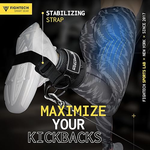 Miniatura 10 de FIGHTECH Correas de tobillo para máquina de cable para gimnasio - Correas de tobillo de cable - Puños acolchados para tobillos para patadas de