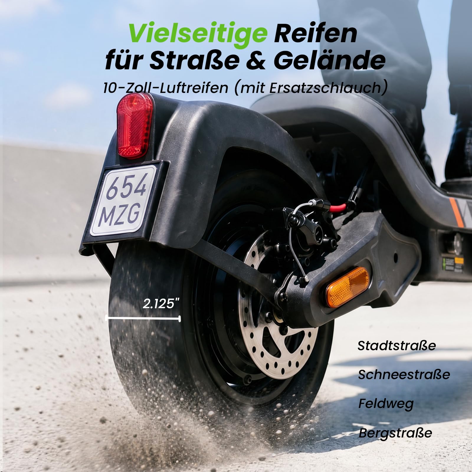 isinwheel S-Nova Pro E Scooter mit Straßenzulassung, Bis 70km Reichweite 500W Motor, Federung & Luftreifen für maximalen Fahrkomfort, Klappbar City E-Roller für Pendler