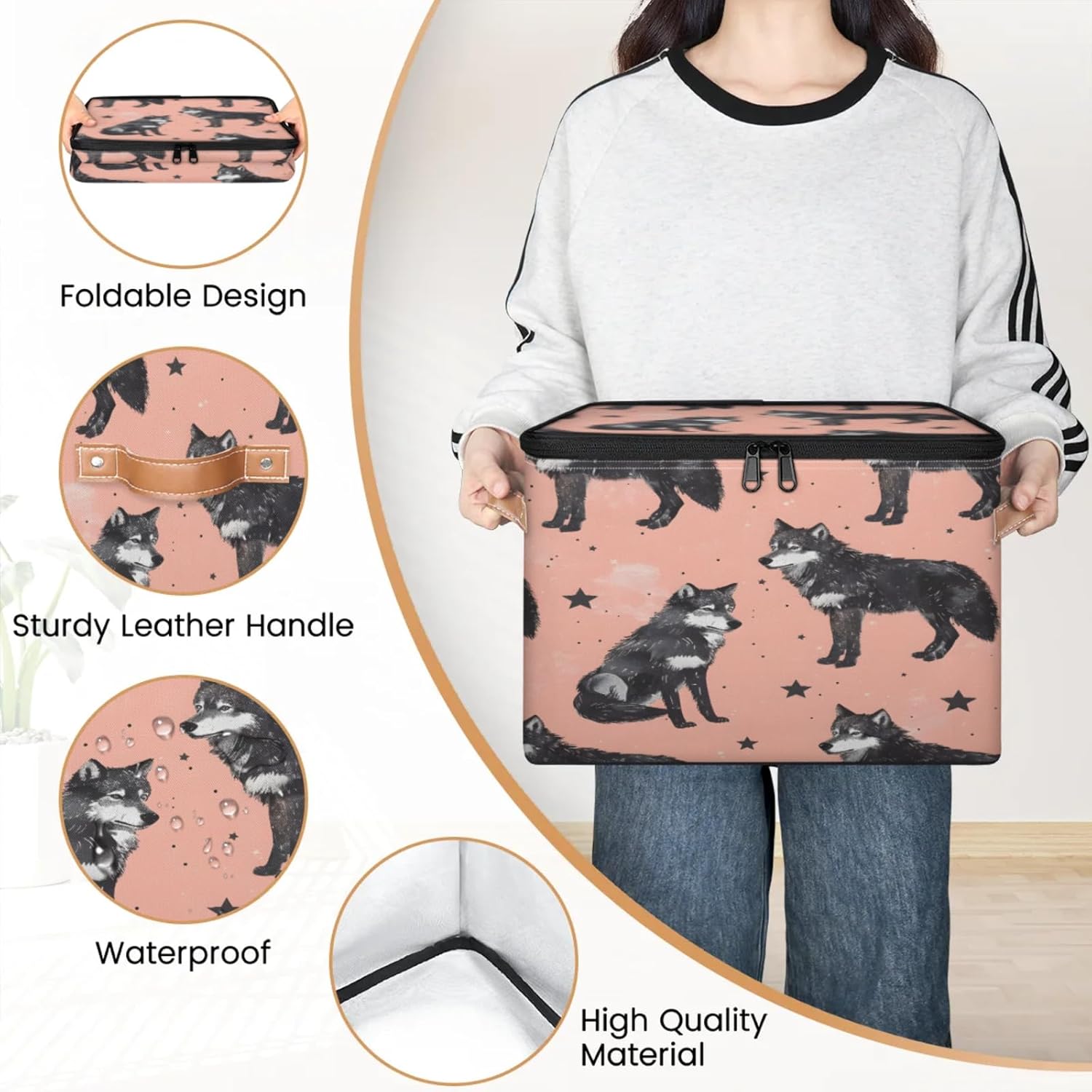 2-Pack Storage bins with lids - 26 quart organizer bins - Collapsible fabric storage bins with sturdy handles and double zipper tops - Versatile for home, toys, dorm rooms