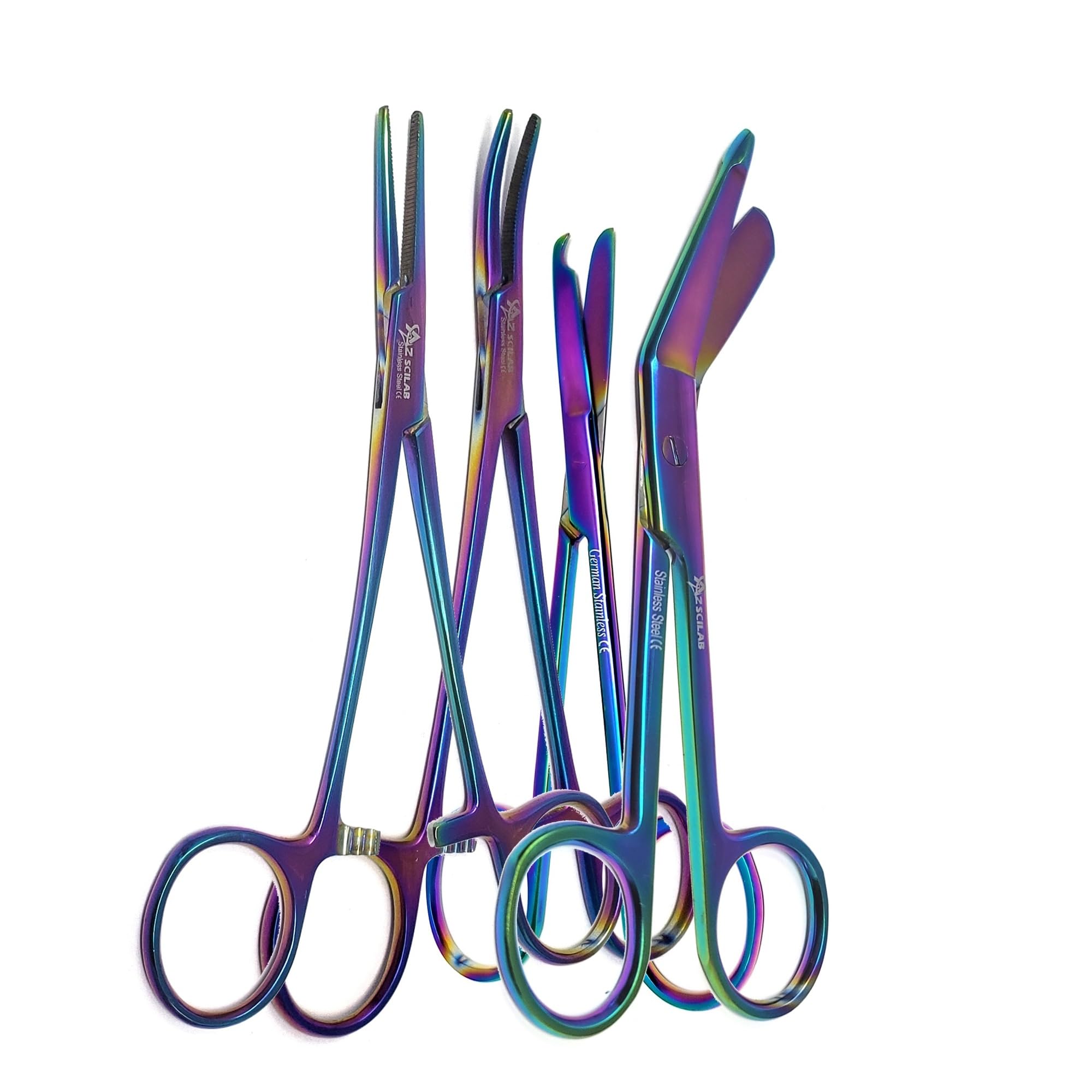 Set of 4 Bandage Scissors 5.5", Stitch Scissors 4.5" and Hemostat 5.5" Straight Curved Made of Premium Quality Stainless Steel (Jet Black) — Amazon image 13