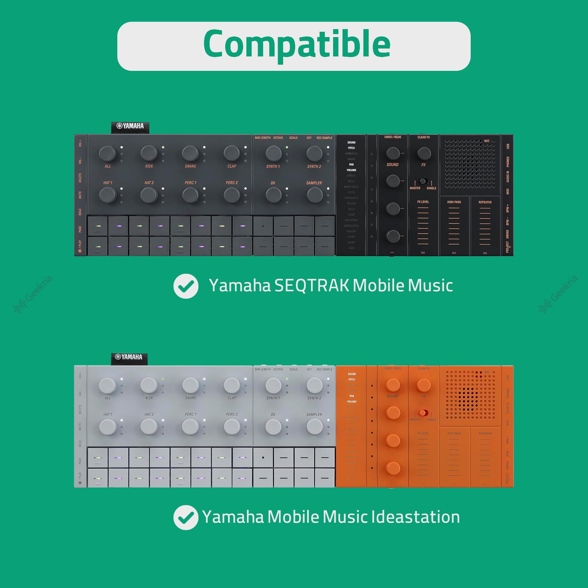 GEEKRIA Funda de Transporte para Interfaz de Audio, Compatible con Yamaha SEQTRAK/Mobile Music Ideastation, Bolsa de Viaje rígida de Carcasa EVA (Gris Oscuro)