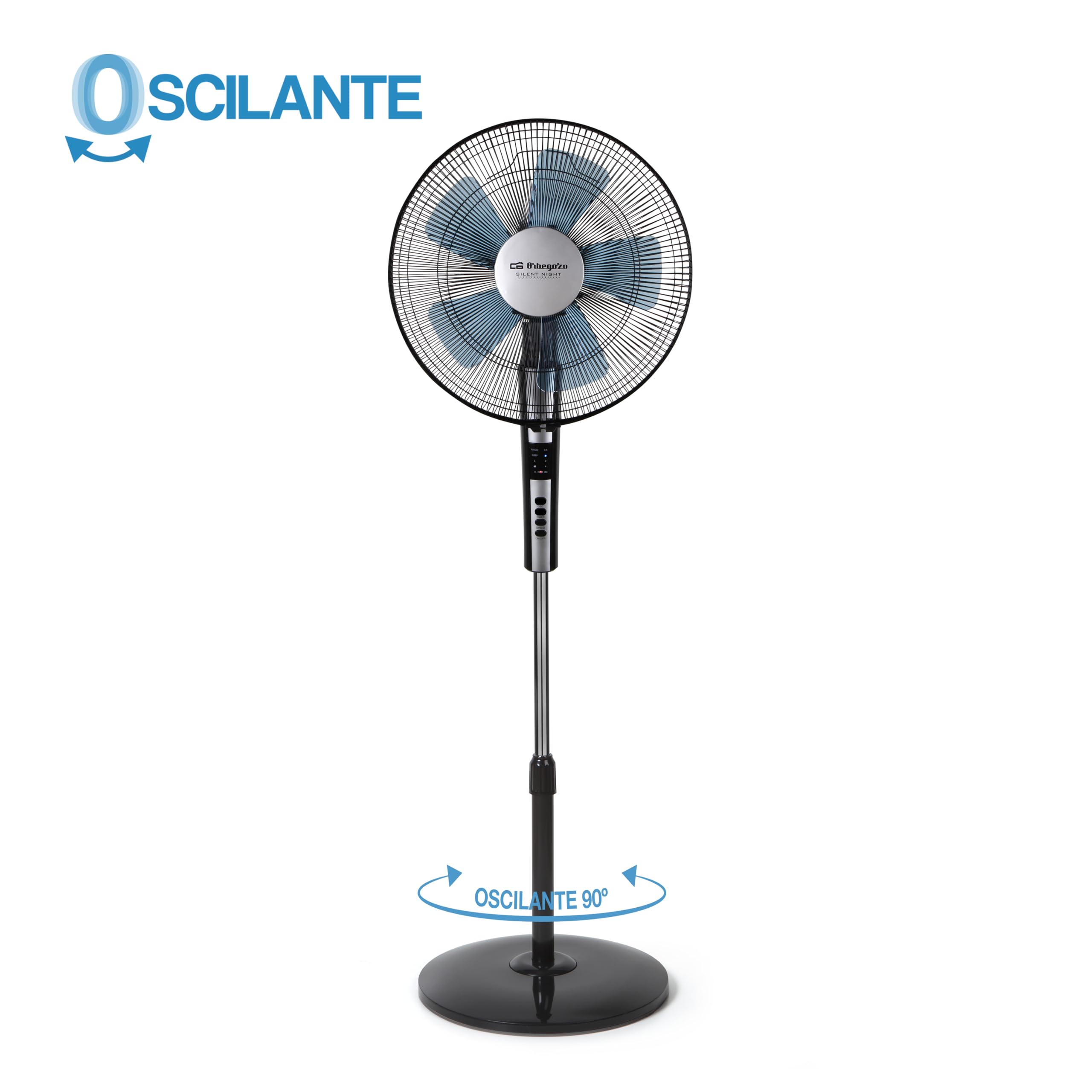 Orbegozo SF 0640 – Leiser Standventilator mit Fernbedienung, Timer, 2 Stufen, Turbo und leise, 65 W, Schwarz