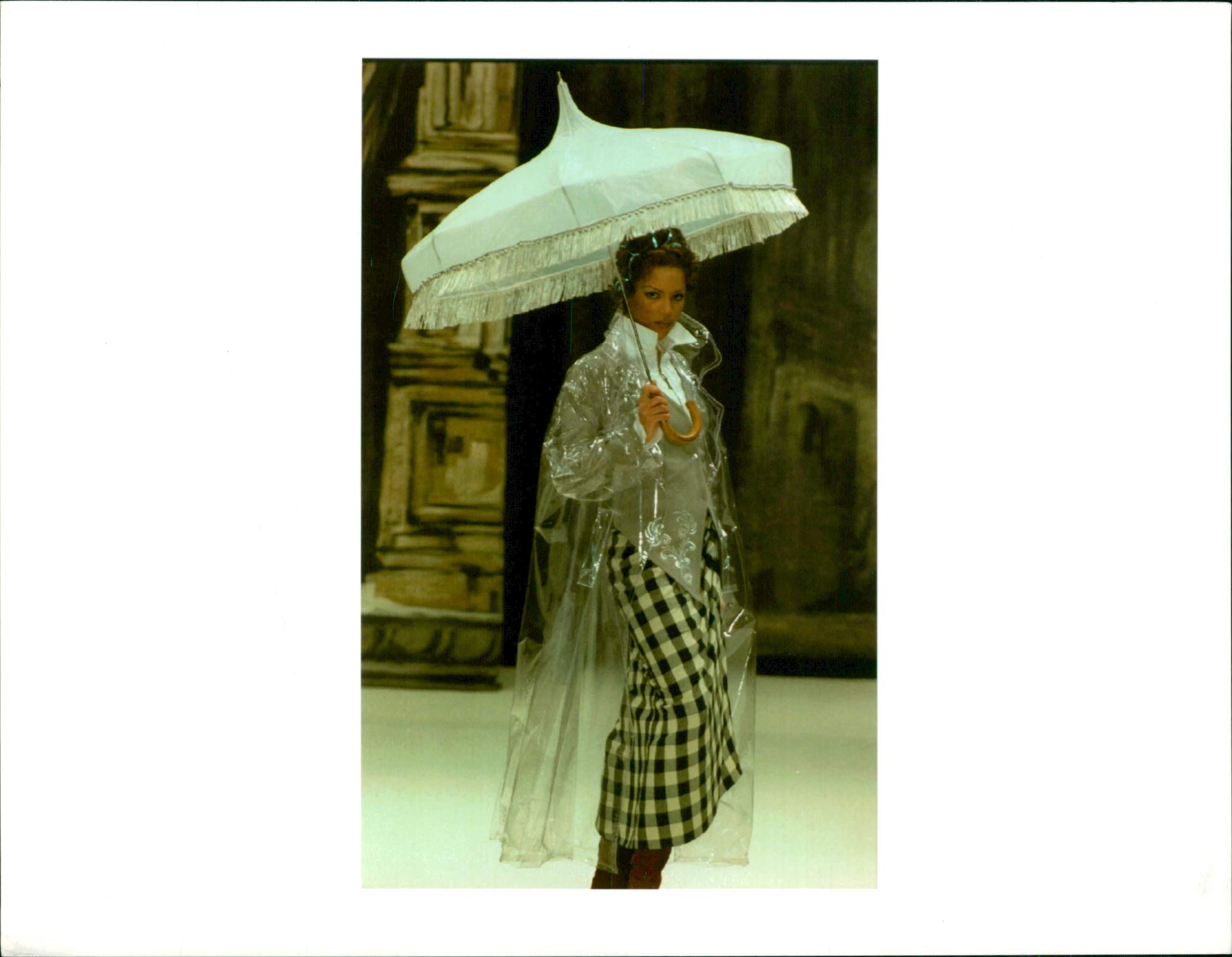 Fotomax Vintage photo of Fashion,Rifat ozbeks solution to a rainy ascot.