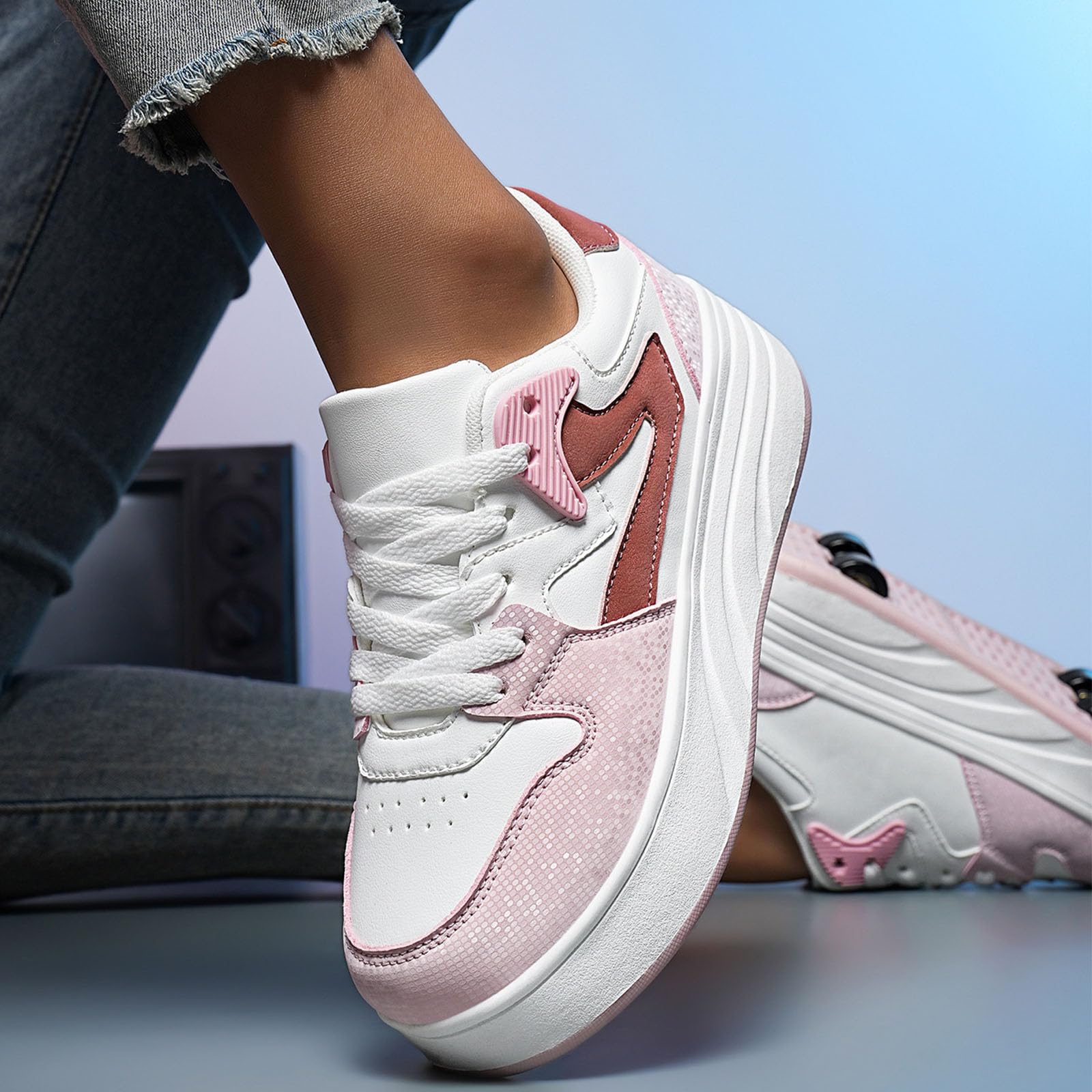 ENEN Schuhe mit Rollen für Mädchen & Jungen, Turnschuhe mit Rollen Versenkbarer mit 4 Rollen, Jugend Outdoor Turnschuhe 2-in-1 Roller Schuhe Turnschuhe Skateboardschuhe