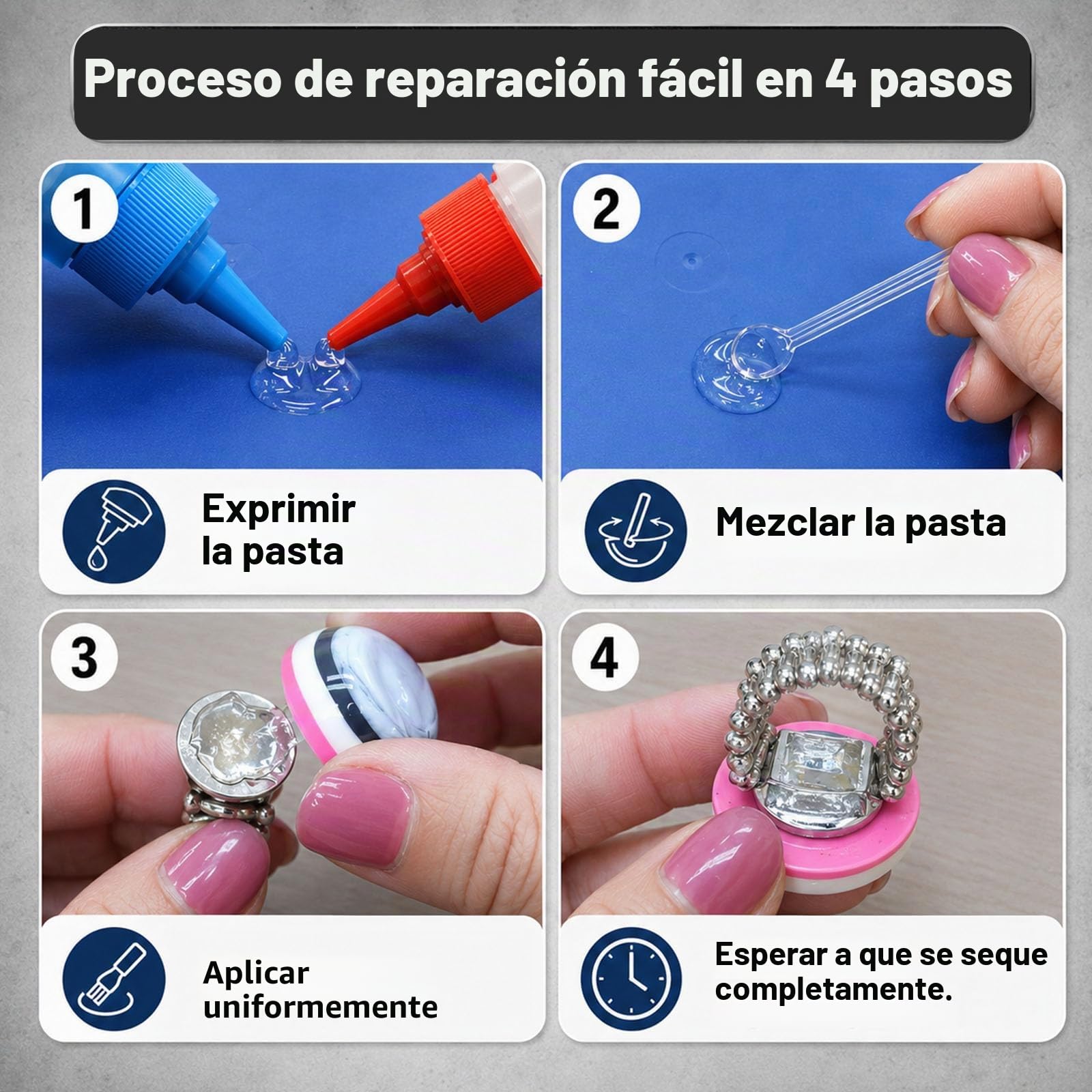 Pegamento Epoxi 2 Componentes, 250ml Pegamento Resina Epoxi Extra Fuerte Transparente para Reparación Rapida, Adhesivo epoxi 5 Minutos para Reparar Cerámica, Madera, Metal, Baldosas, Plastico