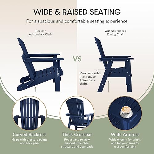 Miniatura 5 de WestinTrends Dylan Dylan - Silla de comedor Adirondack para patio al aire libre, resistente a la intemperie, color azul marino