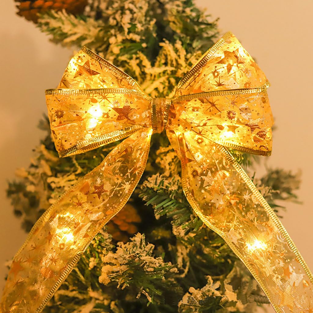 TIANHOO Nastro Luminoso per Albero di Natale, 5M/16.4ft 50 LED Luci Natalizie a Nastro Brillante a batteria Luci di Stringa di Fata di Natale per Decorazione Natalizia Feste Matrimonio Coperto (Oro