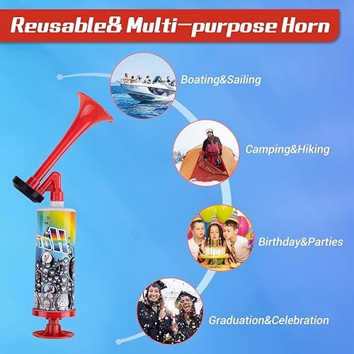 Miniatura 3 de Qidoe - Bocina de aire de mano, mini bomba de empuje de mano, bocinas de aire, generador de ruido fuerte, bocina de seguridad para barco, cuerno de