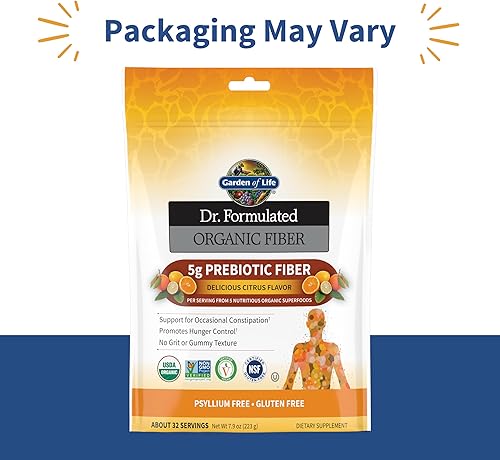 Miniatura 2 de Garden of Life Dr Formulated Organic Fiber Supplement Powder Citrus, Sugar Free, Psyllium Free Prebiotic Superfoods, Constipation Relief and Hunger