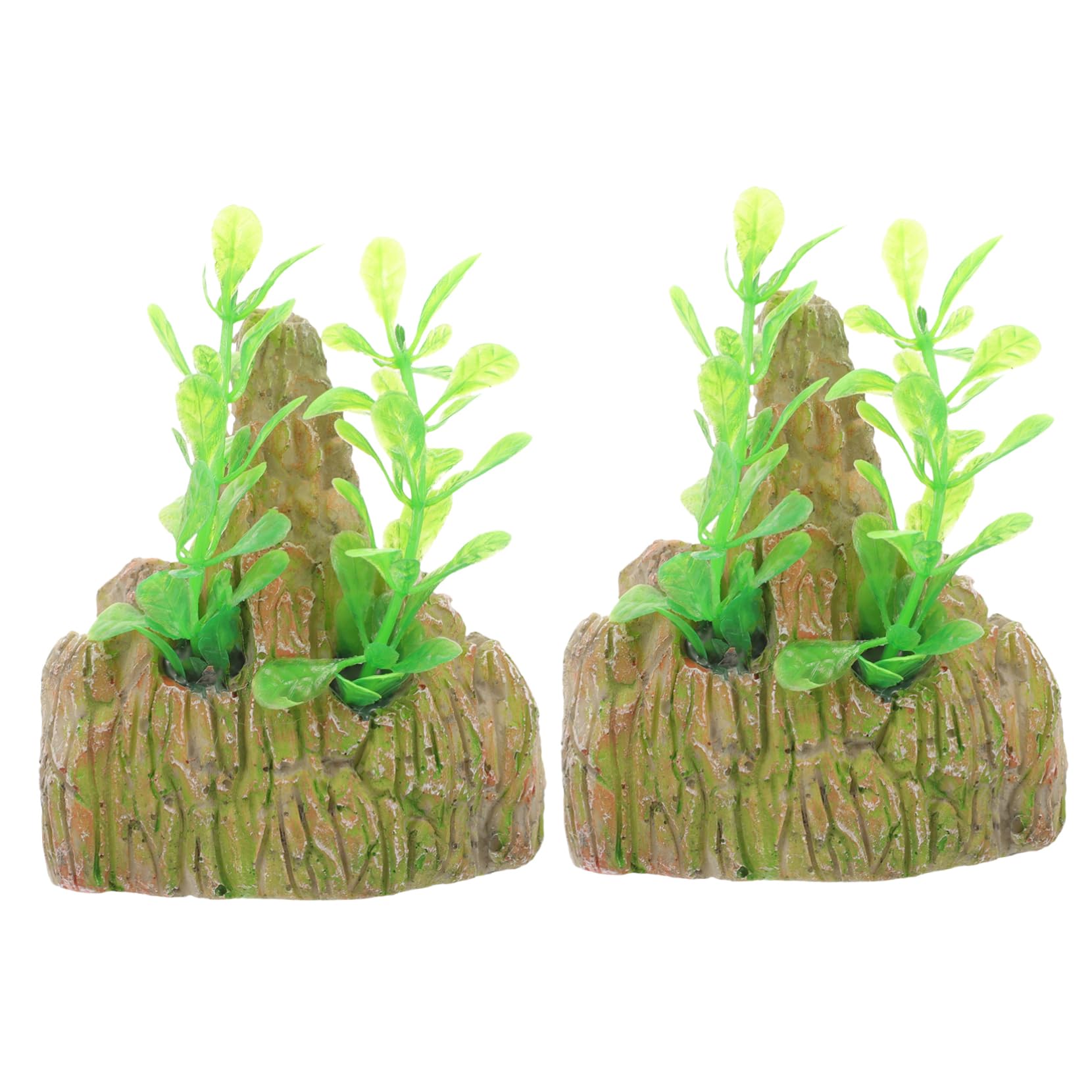 BESPORTBLE 4 Juegos Pecera Rocalla Paisajismo Planta Roca del Acuario Agua Equipo Decoración Pecera Adornos Pecera Decoraciones De Peceras Cueva De Piel De Pescado Resina 2 Piezas * 4