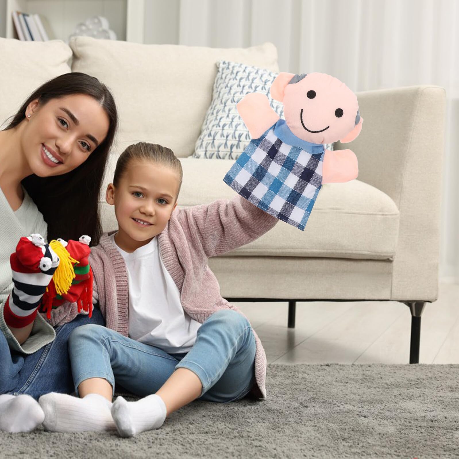 Marionetas de Mano Familiares de Peluche 6 Piezas para Pequeños de 1 a 4 Años, Conjunto de Marionetas de Mano para Adultos, Juguetes para Teatro, Juegos de rol y Narración