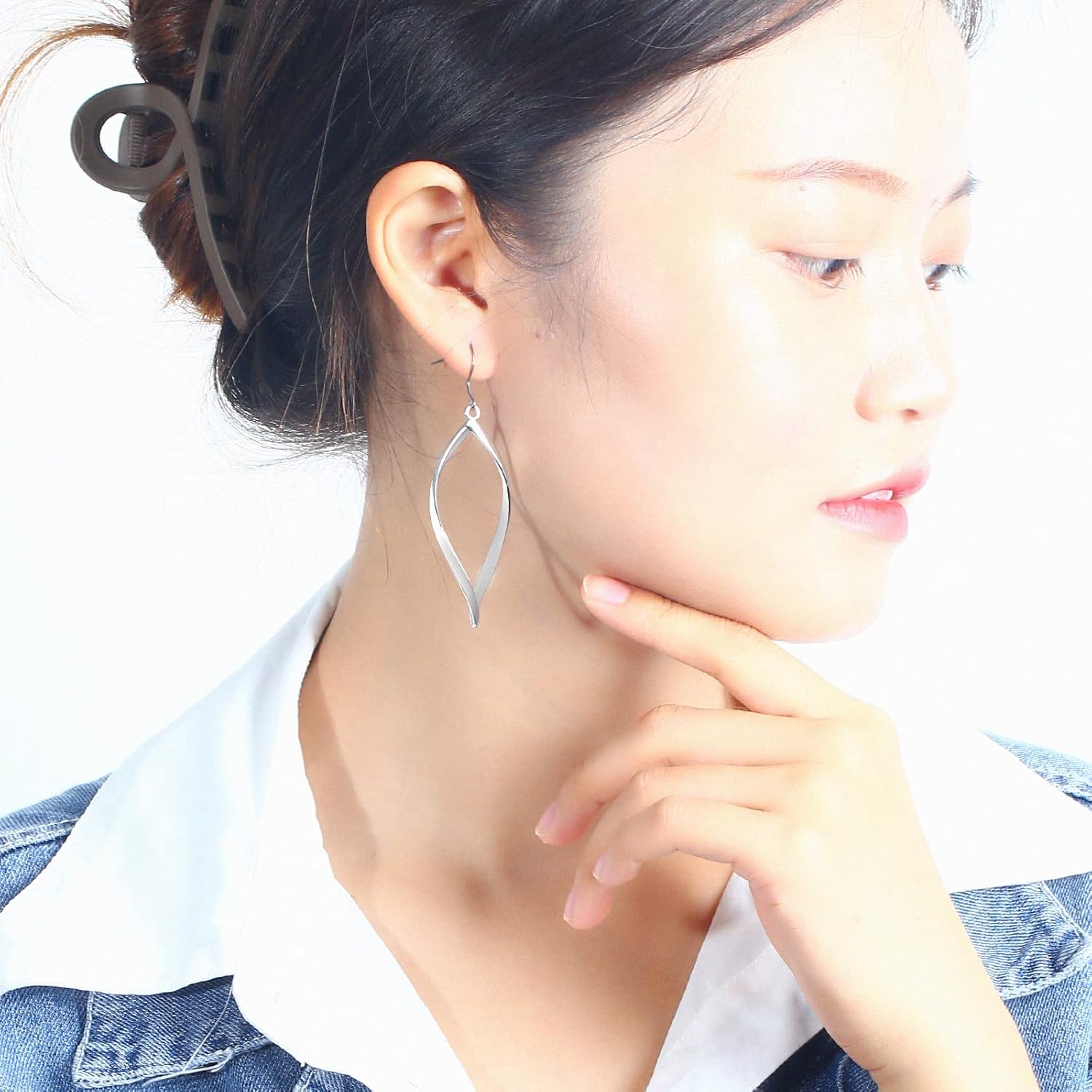 TGNEL Titanium Earrings Openwork/Infinity/Twist Dangle Drop Earrings for Women, Pure Titanium Earring Hooks Hypoallergenic for Sensitive Ears - Image 2