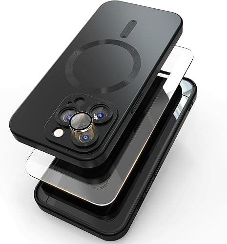 VVUPIC Funda magnética para iPhone 15 Pro Max, funda magnética delgada metálica mate TPU compatible con accesorios Magsafe, protector de pantalla de