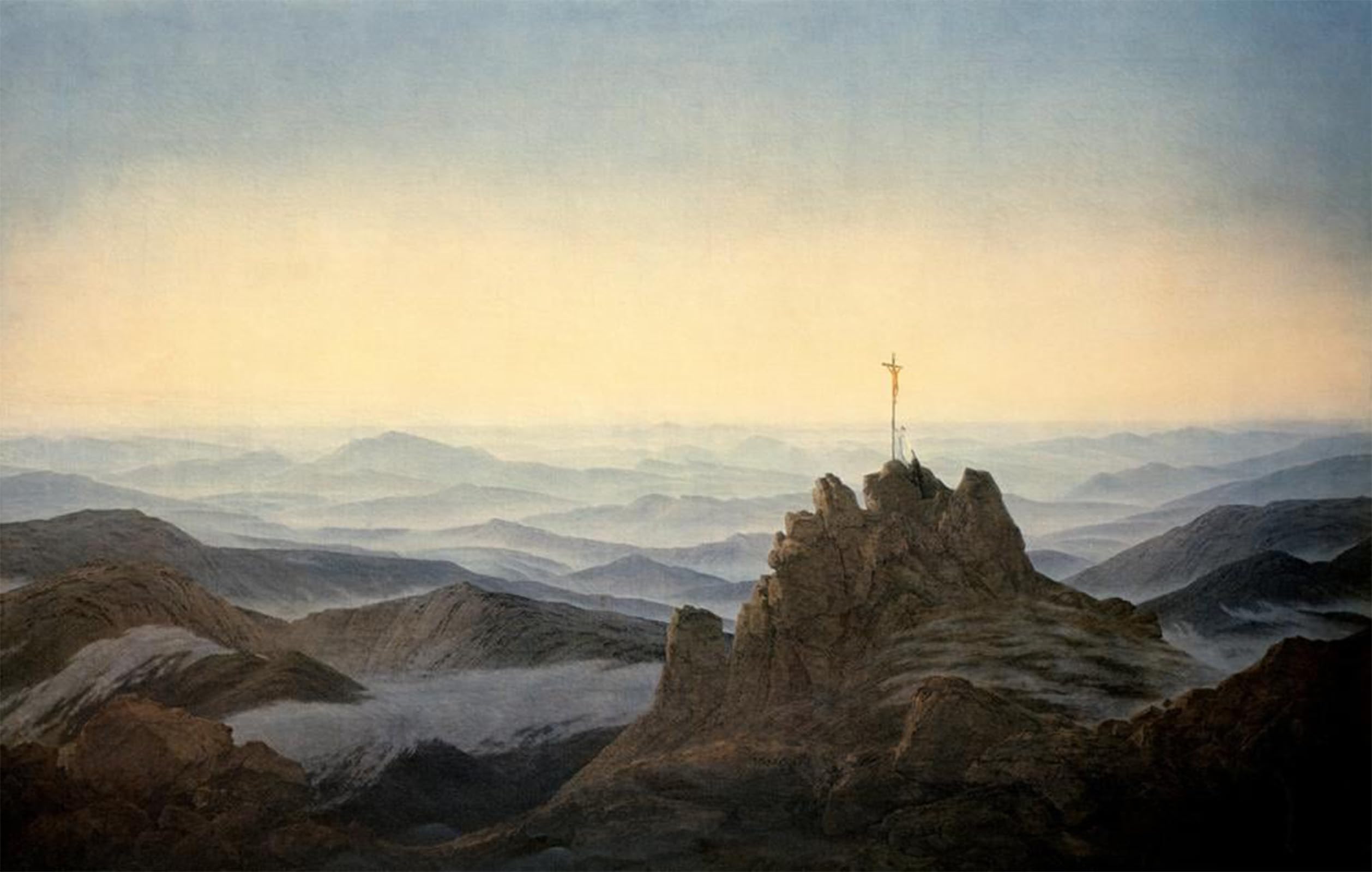 SERENDIPITP Vintage Picture Print on Canvas Wall Art Poster Morning in the Mountains by Caspar David Friedrich Artwork Print Poster for Wall Decor 60x90cm