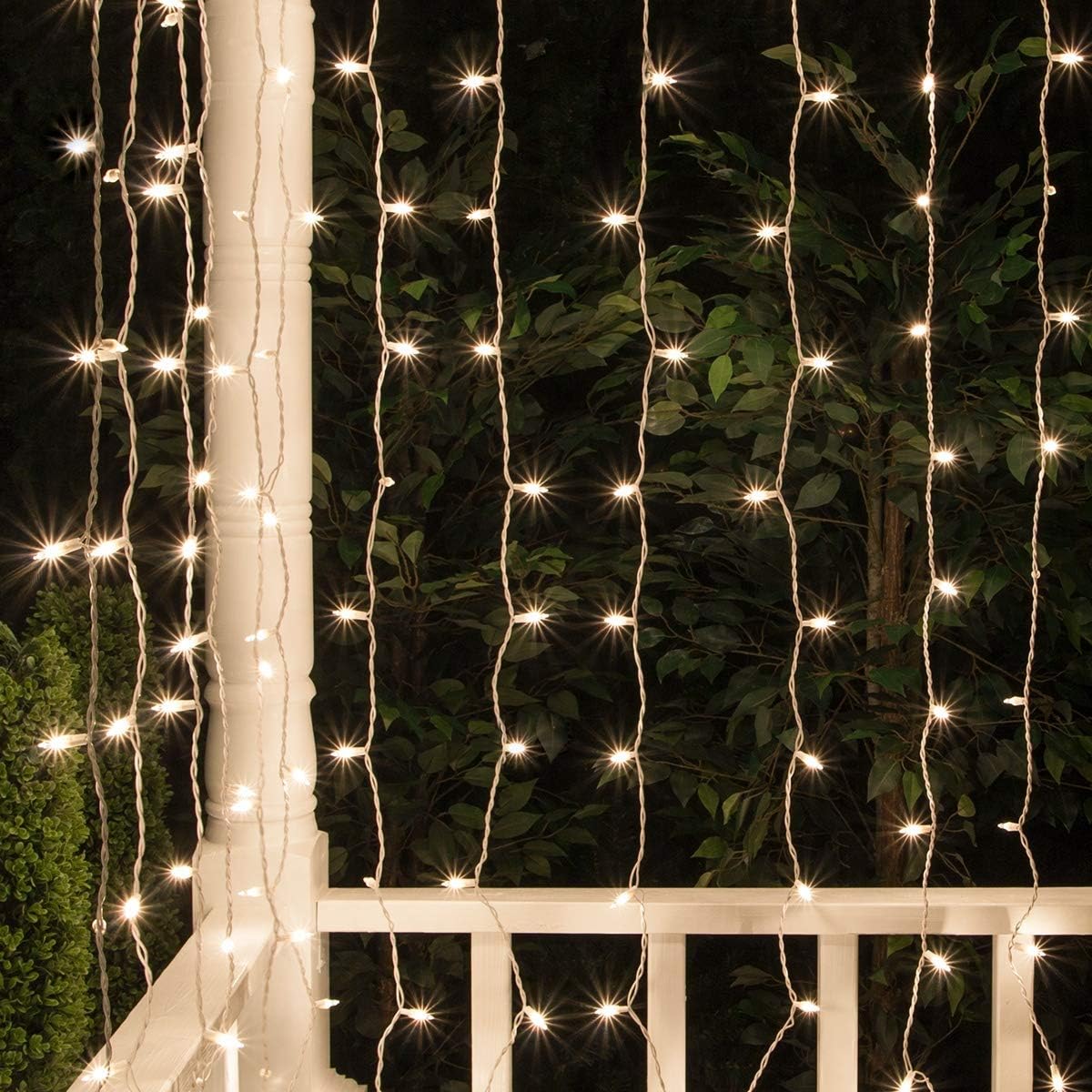 Kringle Traditions 150 Clear Incandescent Curtain Icicle Lights, 5.5' String Lights for Bedroom, Indoor/Outdoor Use