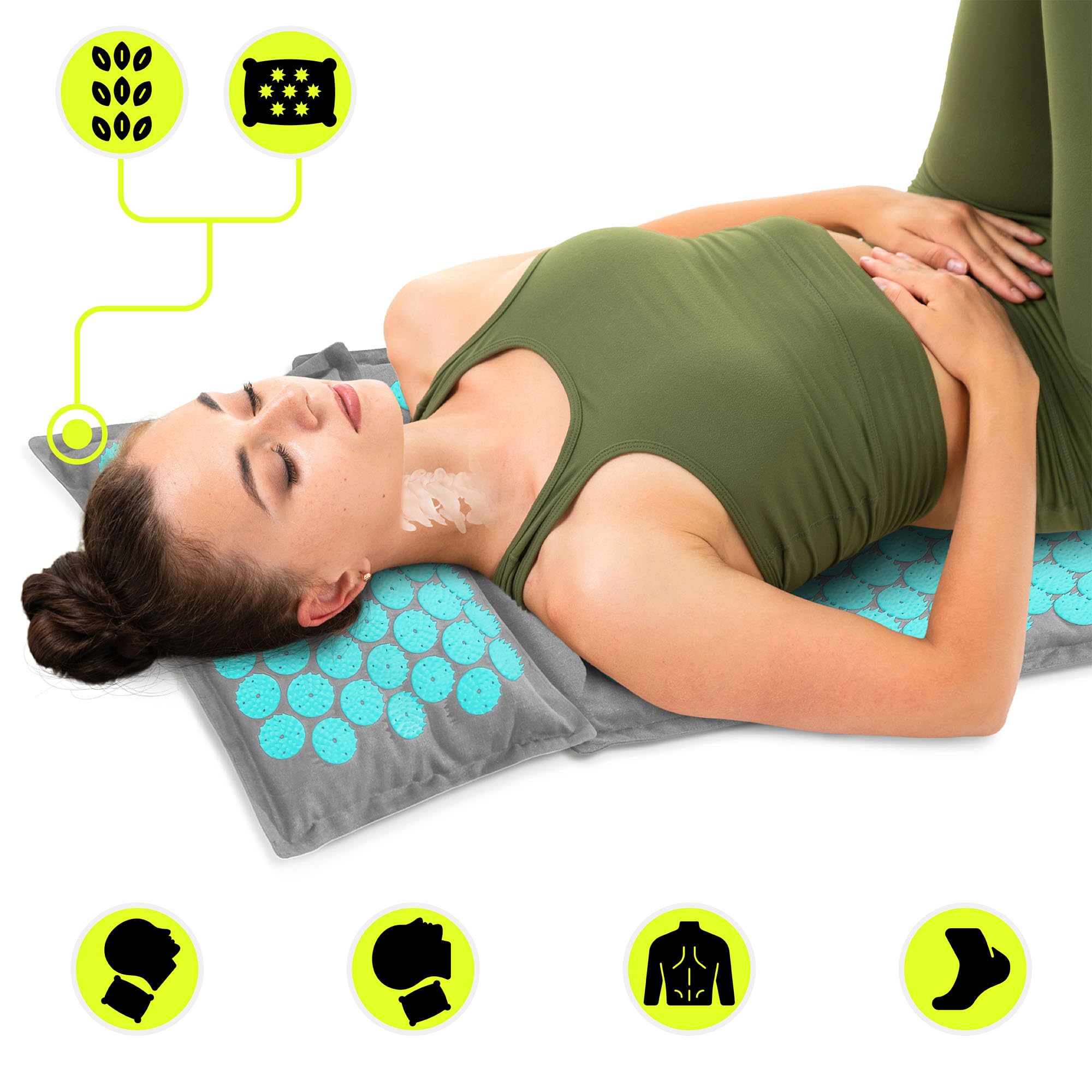 Hypermotion Tapis Agopressione ECO, Tappetino Champ de Fleurs 3-in-1 in Lino, Fibra di Cocco e Grano Saraceno - Allevia Mal di Schiena, Collo e Tensioni Muscolari - 7 182 Punti di Pressione