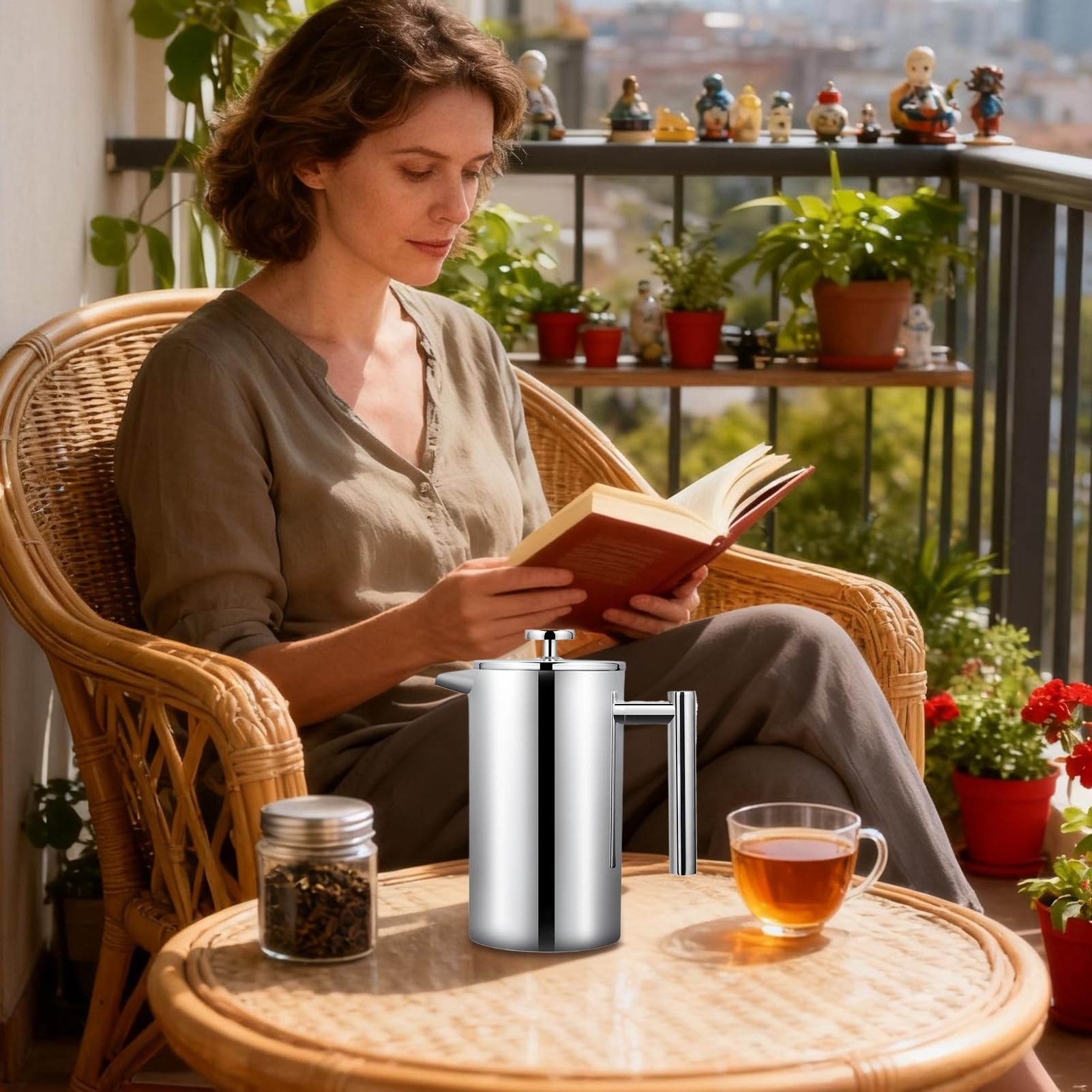 Pentola Per Infusione Del Tè A Pressa Facile da Pulire con di Filtraggio | Caffettiera A Pressione Per La Preparazione Del Caffè Per Uomini Donne Professionisti Appassionati Cucina Caffè Viaggio C