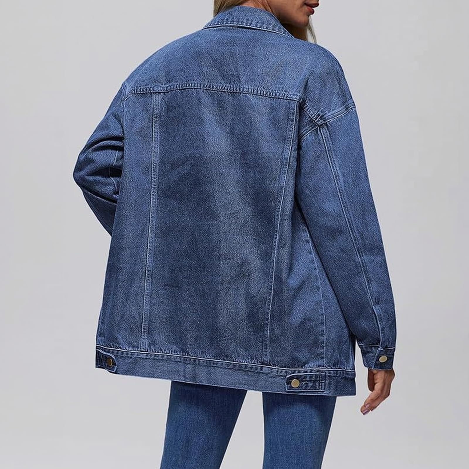 Generisch Jeansjacke Damen Langarm Übergangsjacke Vintage Jacket Casual