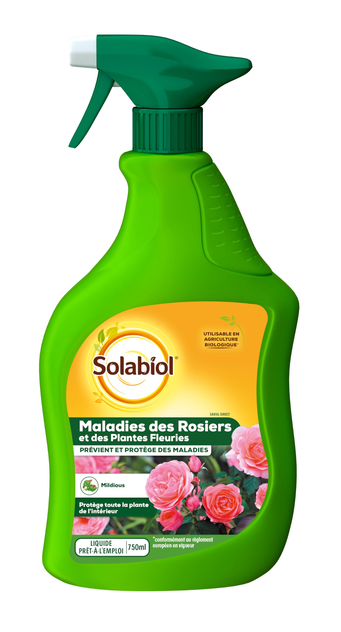 SOLABIOL Maladies Rosiers & Plantes Fleuries - Pulvérisateur - 750ml | Prêt à l'Emploi - Traitement Systémique - Stimule les Défenses Naturelles de la Plante - SOMALPAL750