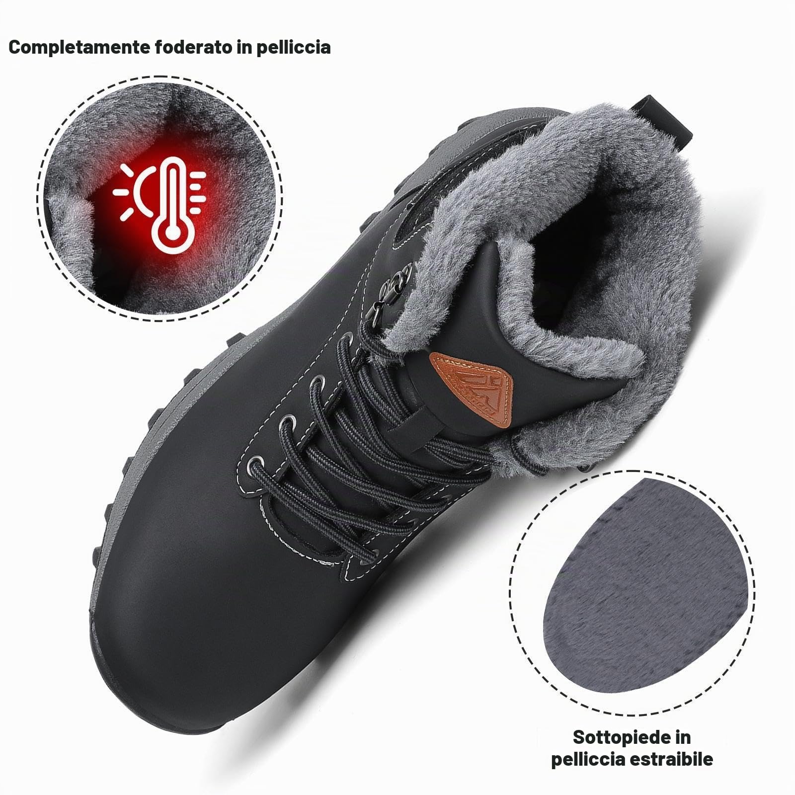 Mishansha Scarpe Uomo Donna Invernali Impermeabili Antiscivolo Stivaletti Invernali con Pelo, Gr.36-48