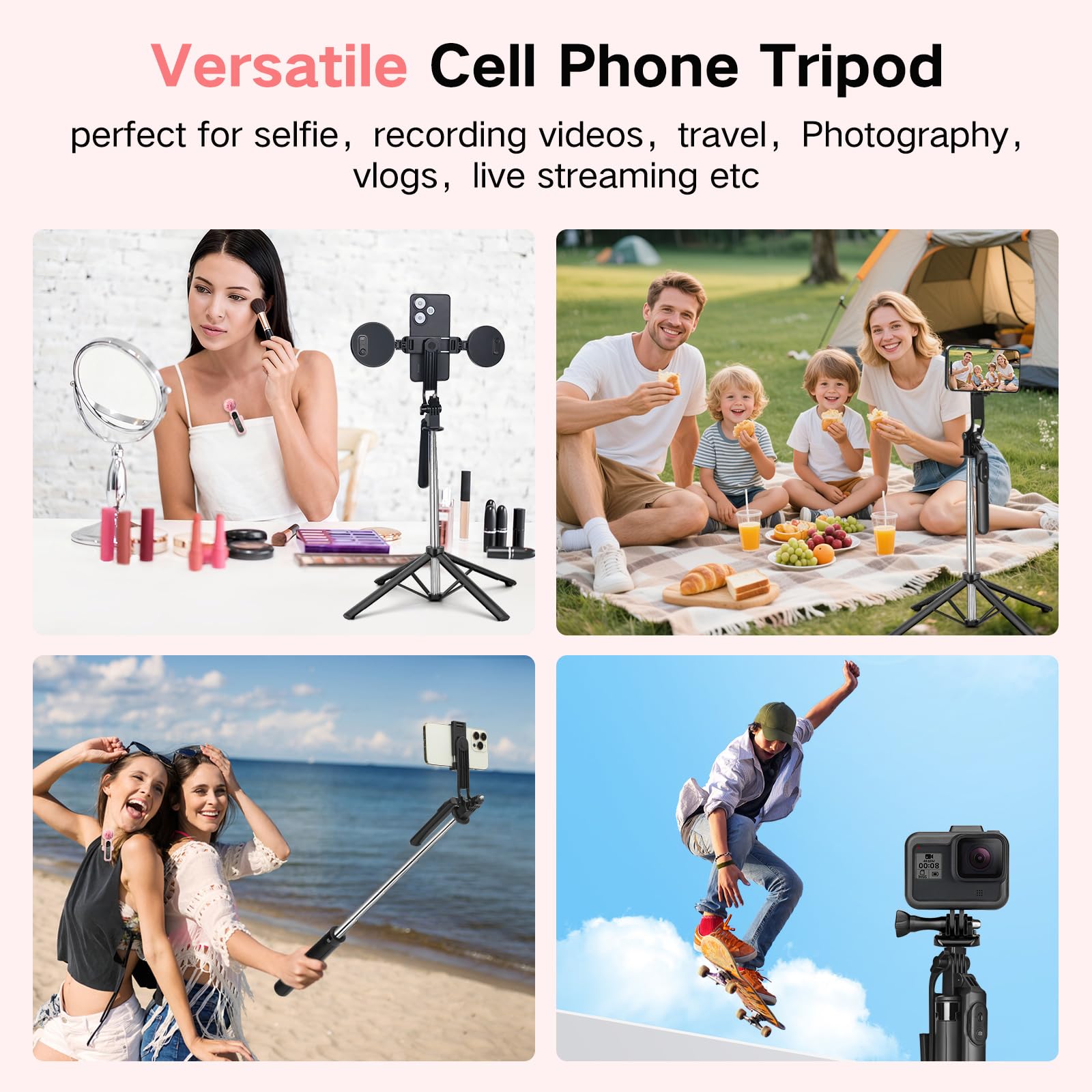 Kit per vlogging da 70 pollici, treppiede in metallo per selfie per iPhone