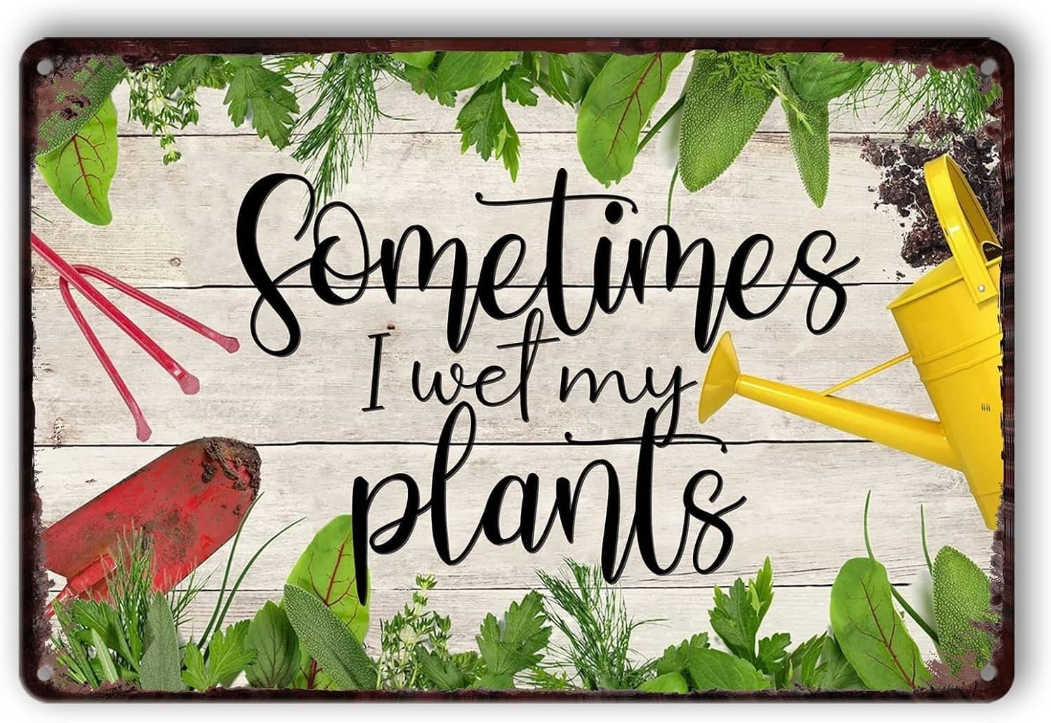 SMAZDFXX for Plant Lovers, Sometimes I Wet My Plants Vintage Metal Tin Sign Wall Decor Plaque for Yard Home Garden Greenhouse Living Room Bedroom Outdoor Decorations 12"x16"