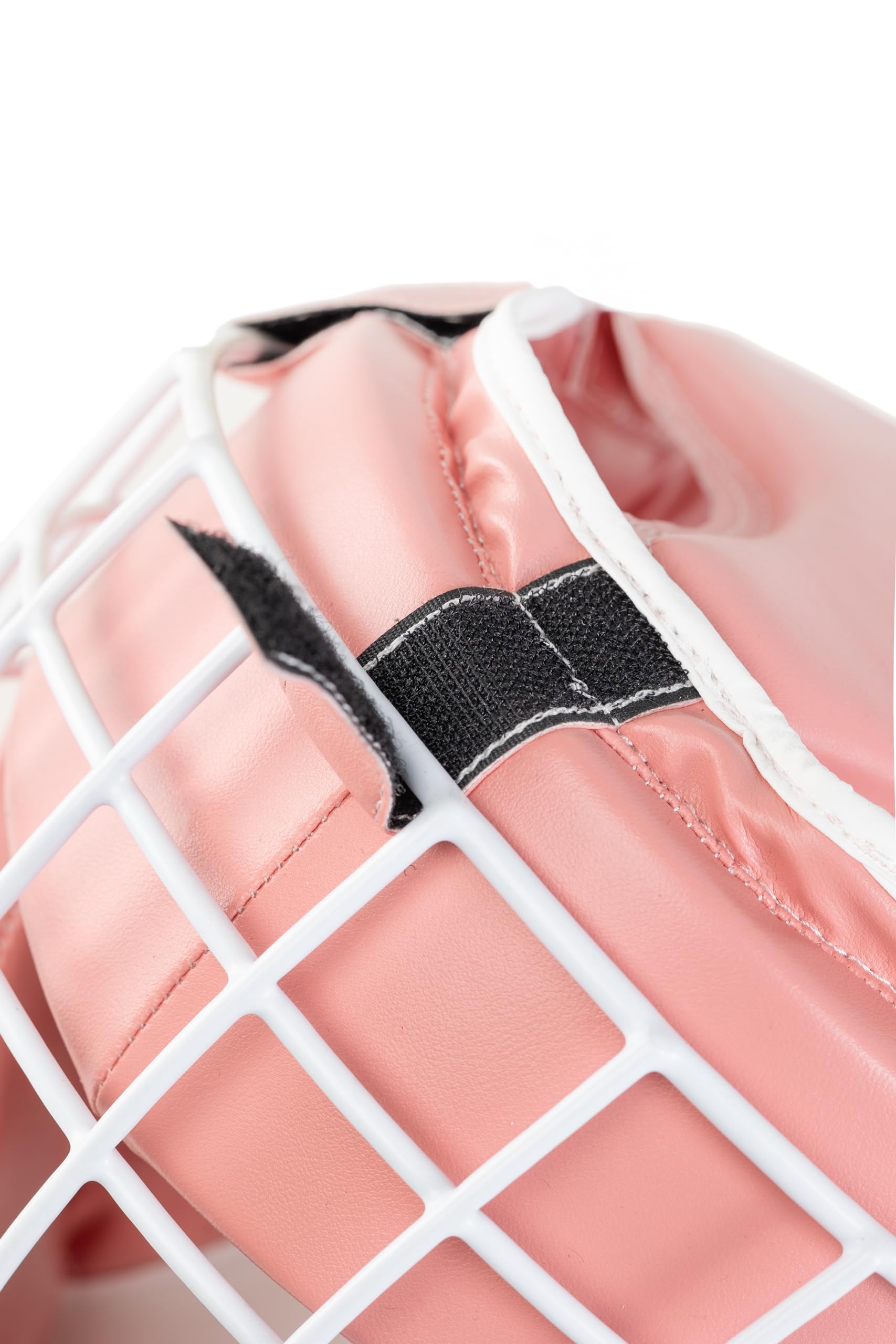 Evolution - Casco da boxe in similpelle con griglia in metallo, protezione per la testa, per kickboxing, arti marziali, MMA, allenamento boxe, sparring (rosa)
