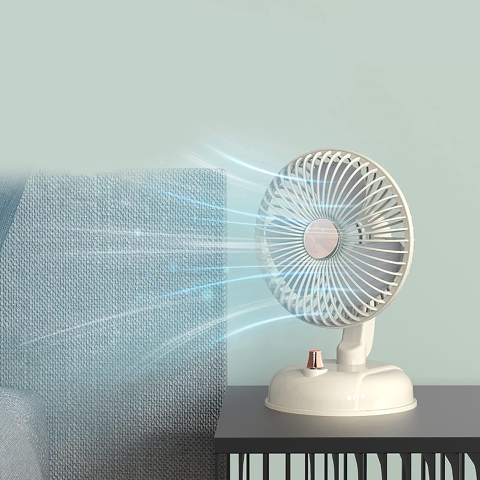 Ventilatore da Tavolo,Circolatore d'aria,Ventilatore retrò oscillante,ventilatore da scrivania silenzioso con ricarica USB,regolazione continua della velocità,Per Camera,Cucina,Campeggio