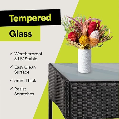 Miniatura 6 de EconoHome Juego de muebles de patio para exteriores de 4 piezas, juego de patio con 2 sillas de ratán, 1 sofá biplaza y 1 mesa de centro de cristal,