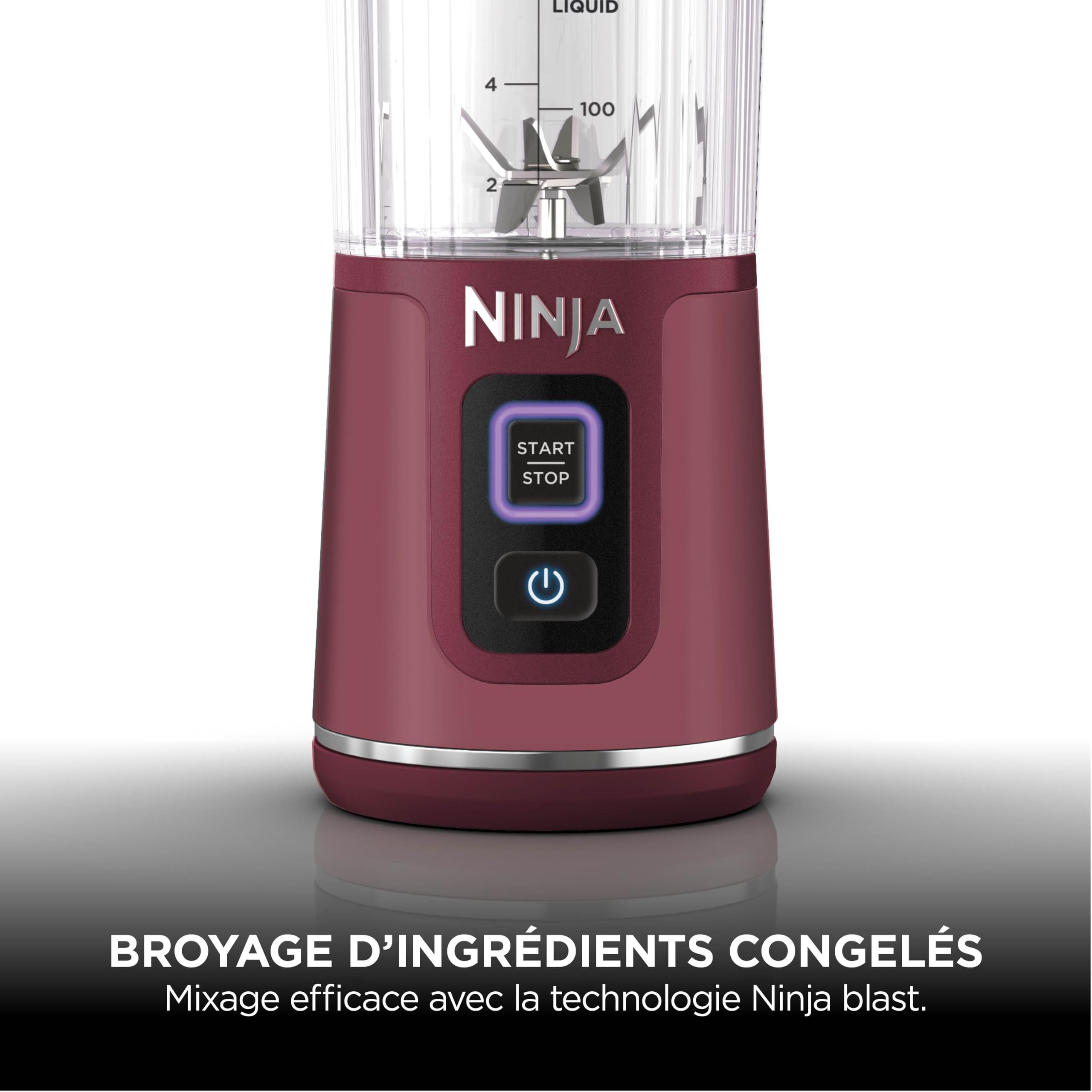 Ninja Blast Blender portable, 530 ml, couvercle résistant aux fuites et bec verseur, mini blender sans fil puissant, rechargeable, smoothies, shakes, mixe fruits et glaçons, Canneberge, BC151EUCR