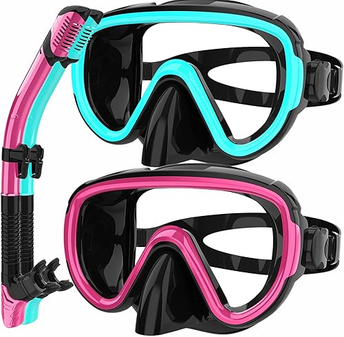 Bairuifu Juego de 2 máscaras de esnórquel seco para adultos, máscara de buceo, gafas de natación, máscara de buceo, cubierta de nariz, buceo gratis