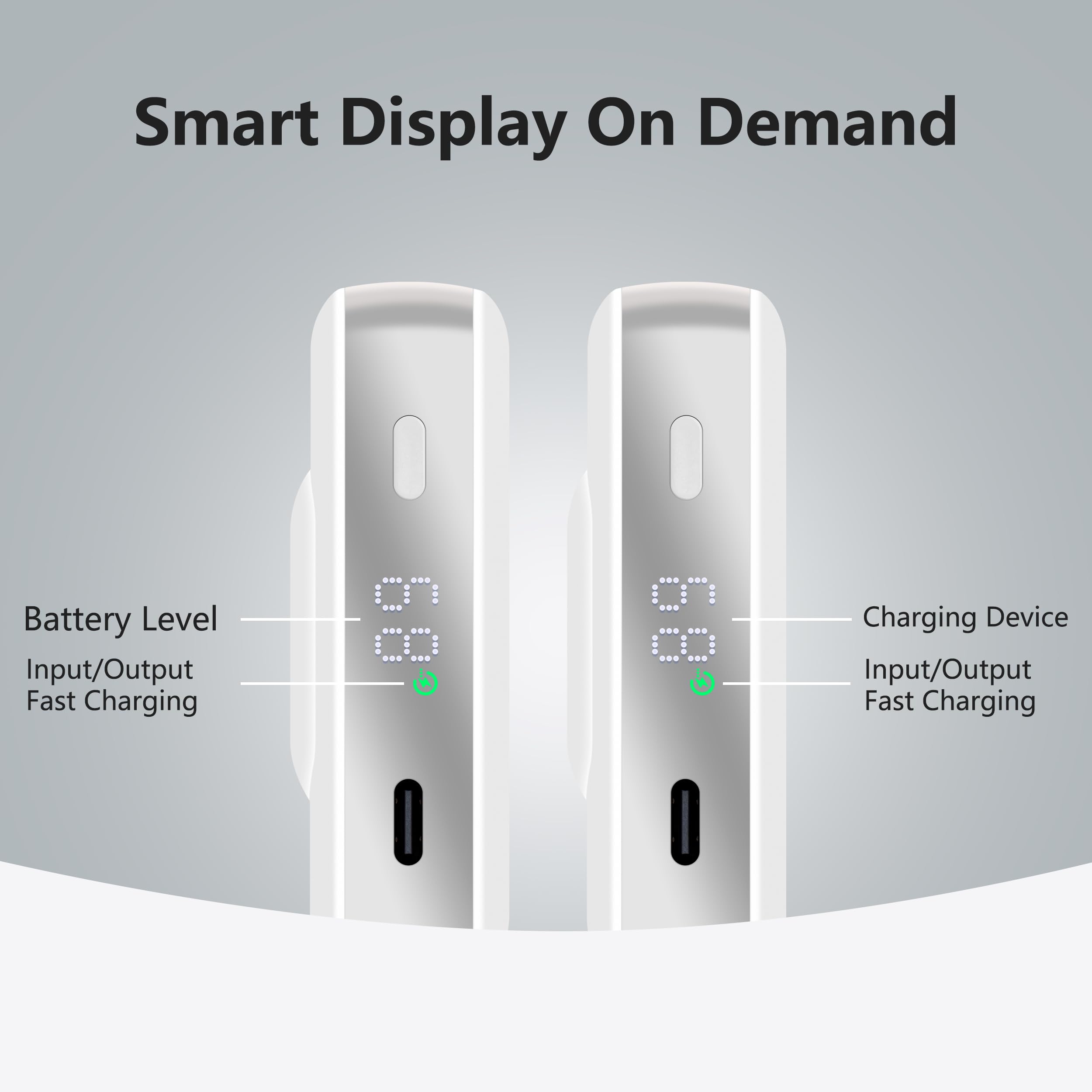 cybotoon for MagSafe Battery Pack, Qi2 Certified 15W for iPhone 16/15/14/13 Only, Dual USB-C Ports PD 35W, Portable Charger Magnetic Power Bank 10000mAh with LED Display and Foldable Stand, White