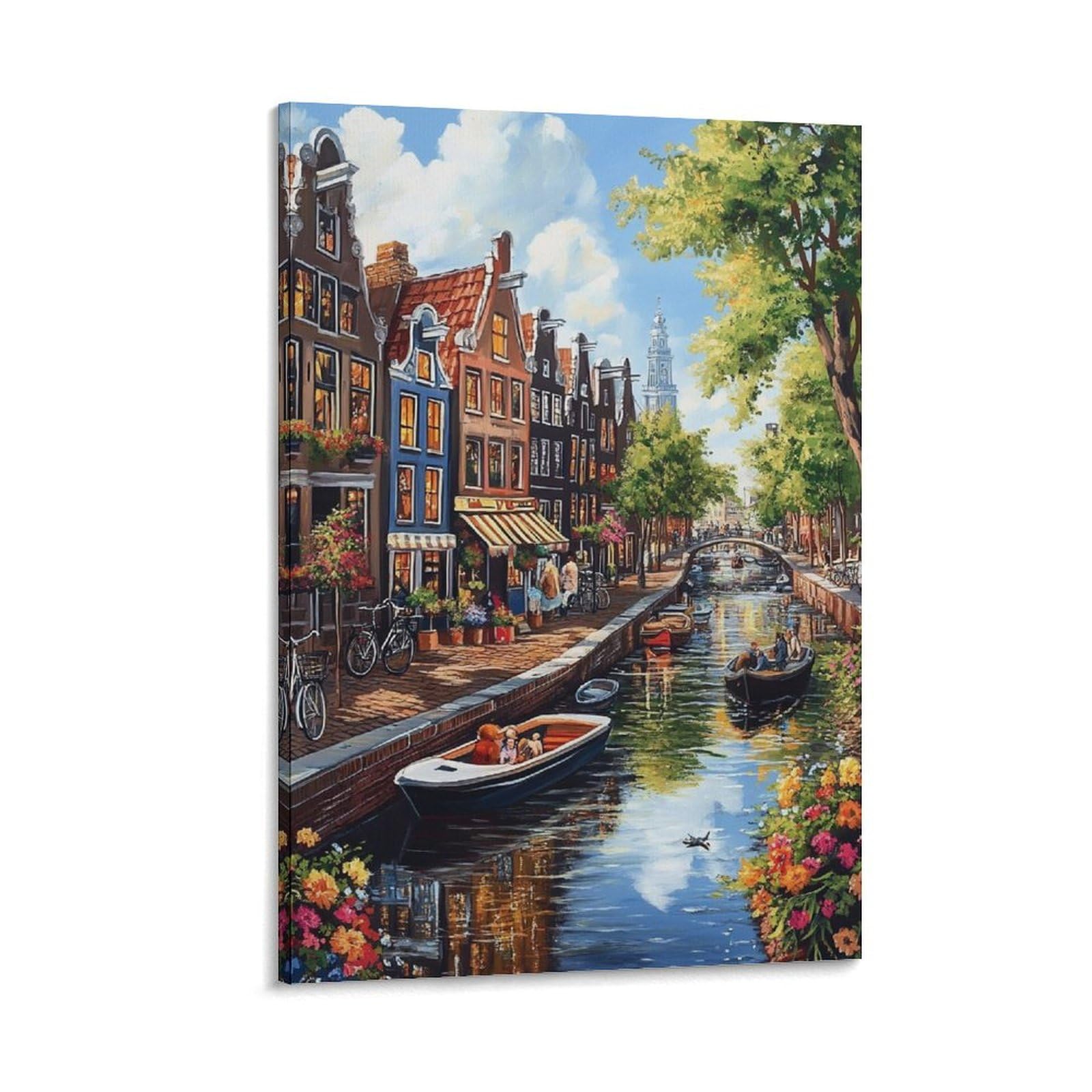 Impression sur toile premium du Canal d'Amsterdam déco 50x75 - 6
