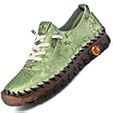 Women's Leather Soft Bottom Flat Slip-on Loafers Fashion Handmade Floral Embroidery Walking Shoes Comfort Orthopedic 4D Pain Relief Casual Shoes