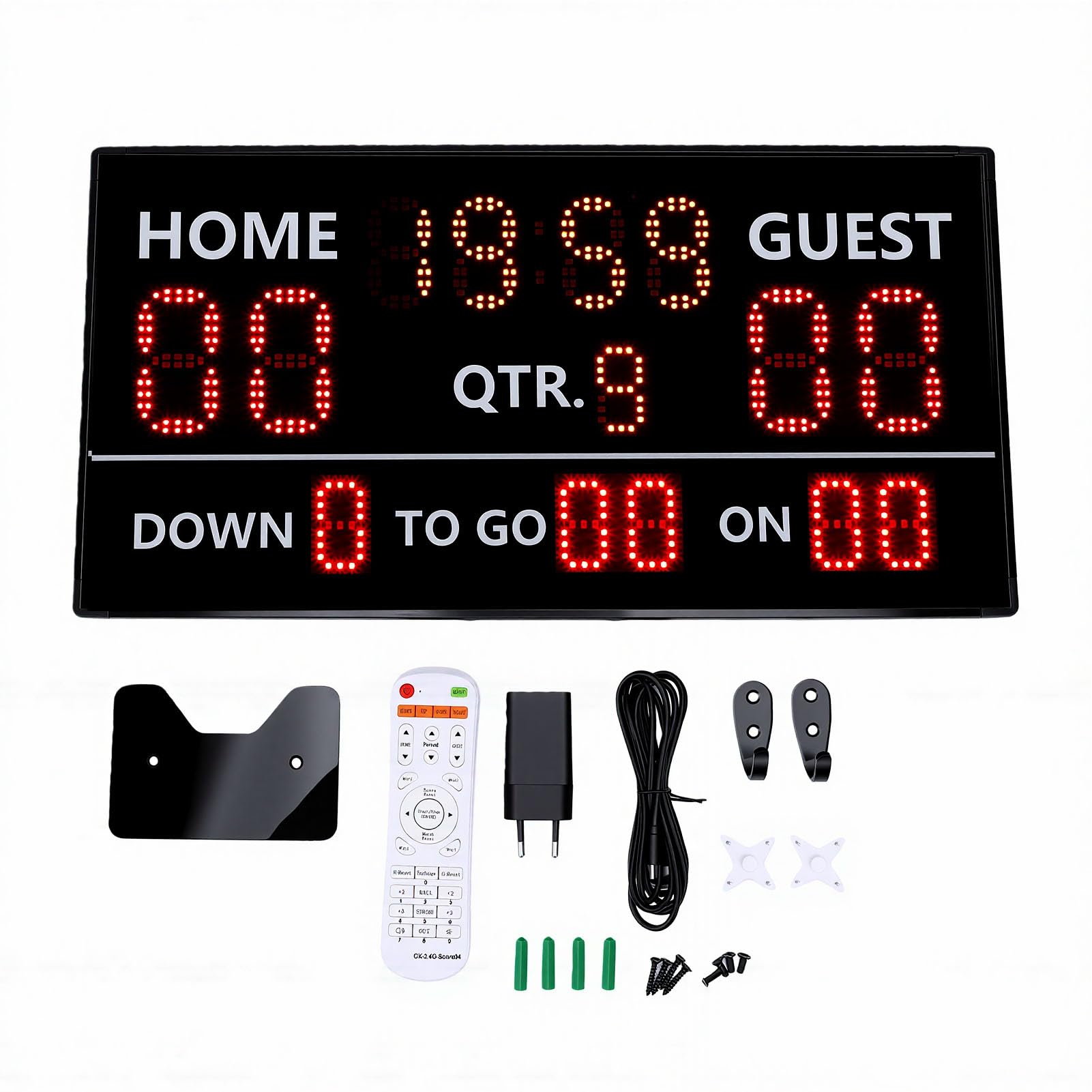 Jeffergarden Tabellone Segnapunti Elettronico con Display LED a 14 Cifre Remoto Segnapunti Basket Pallavolo Tennis Giochi, con Alimentazione a Batteria e Cicalino, per Uso Sportivo Indoor