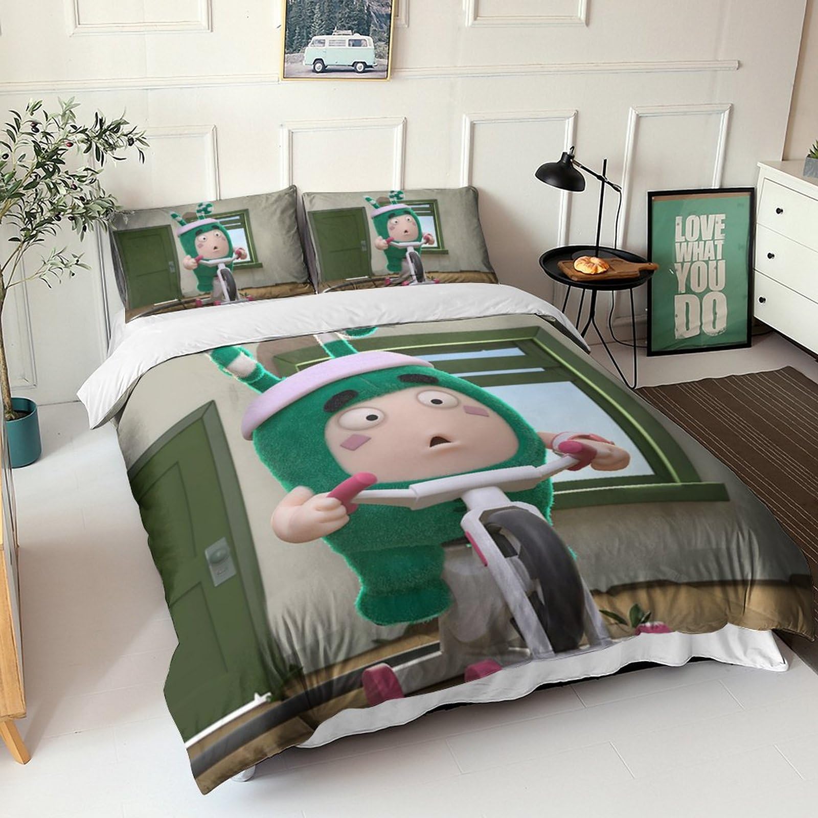 Duvet Cover Oddbods Bedding Set 3D Animation Printing Quilt Cover for Kids Boys Girls Comforter Cover Bedding & Linen Room, With Zipper Double（200x200cm）