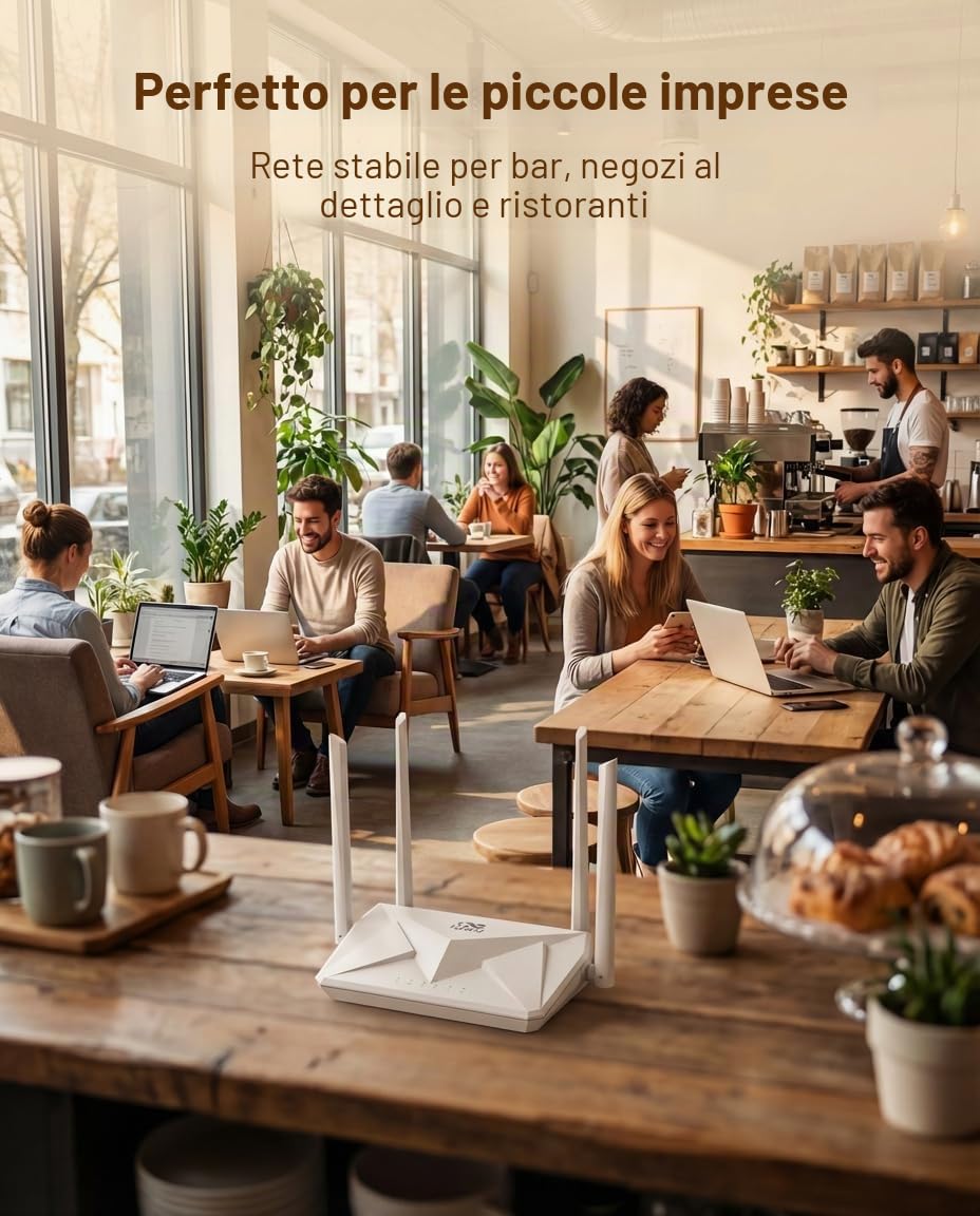 InHand Networks Wi-Fi 6 Router AX3000,duale band,porte Gigabit, controllo genitori,OFDMA,160 MHz,MU-MIMO,WPA3 sicurezza aziendale,IPv6, perfetto per smart home,4K,gaming e basse latenze