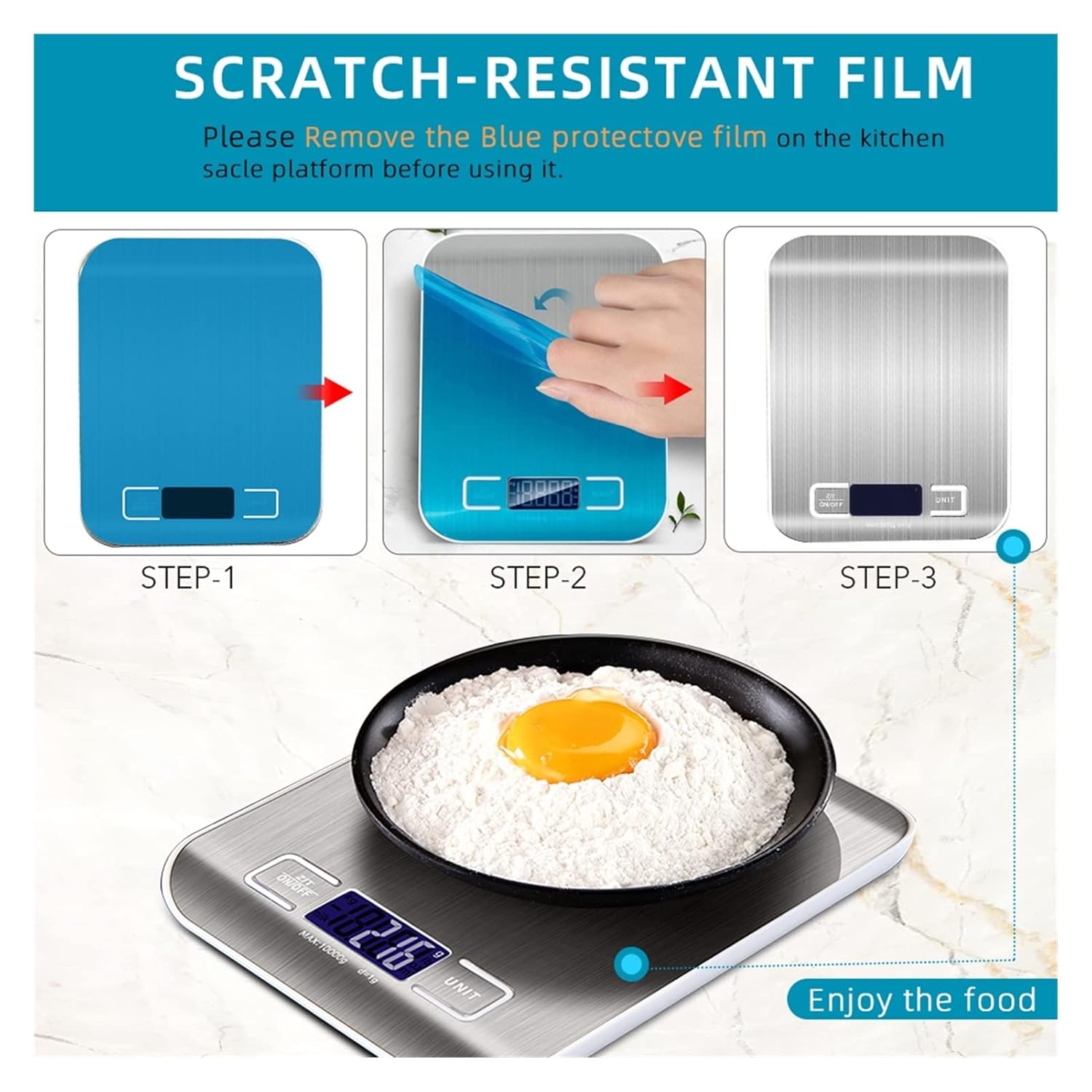 キッチンスケール デジタルキッチンスケール、LCDディスプレイ、1g/0.1oz精密ステンレススチール食品スケール、調理ベーキング計