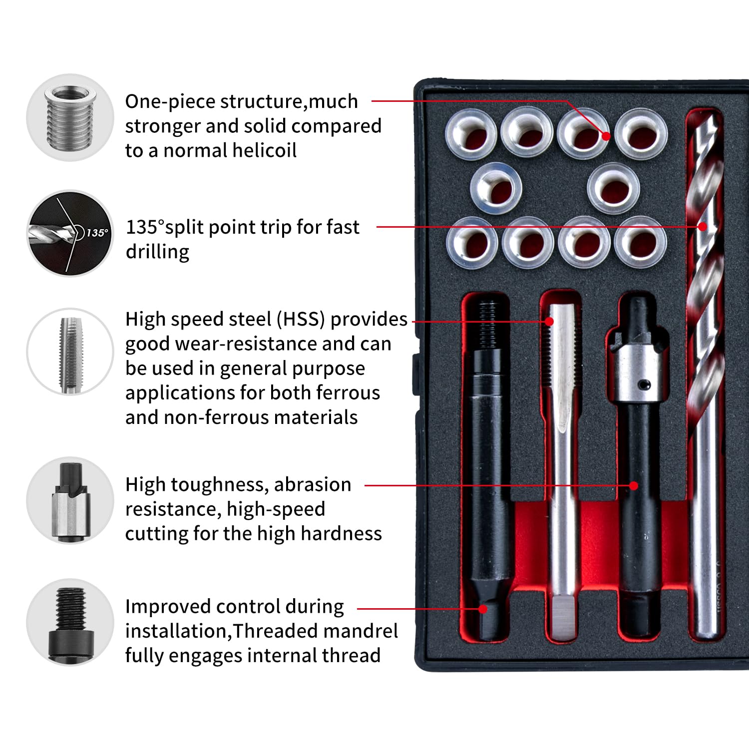 M8 Thread Repair Kit - Stainless Steel Inserts -2 M8 Thread Repair Kit - Stainless Steel Inserts -2