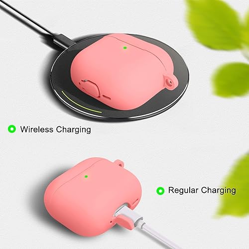 Vista 280 de Funda compatible con AirPods de tercera generación, accesorios de protección de silicona con llavero y kit de limpiador para mujeres y hombres, LED