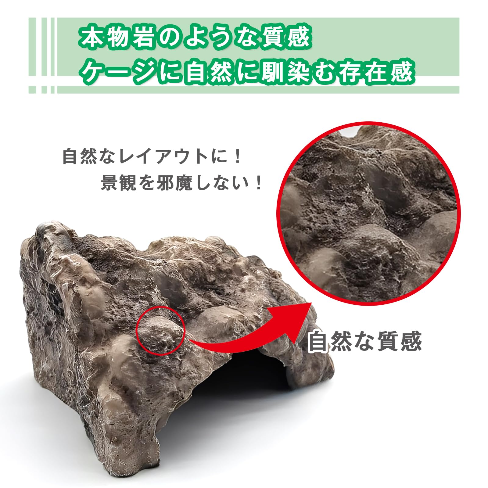 Amazon | RIZES 爬虫類シェルター ロックシェルター 大きい 入り口