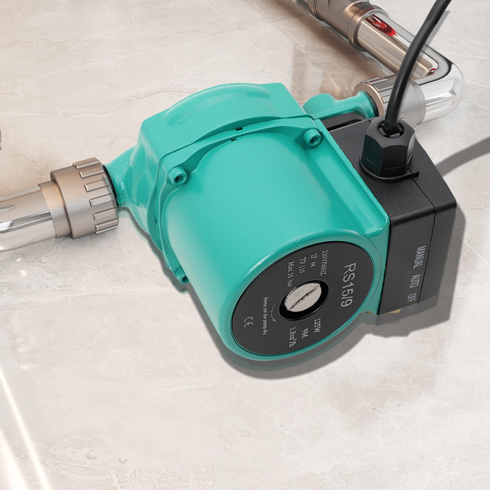 Pompa di Circolazione Dell'acqua Calda, RS15/9 Circolatore di Riscaldamento 125W NPT 3/4 '' Pompa Dell'acqua di Trasferimento Domestica per Caldaia Riscaldamento Centrale