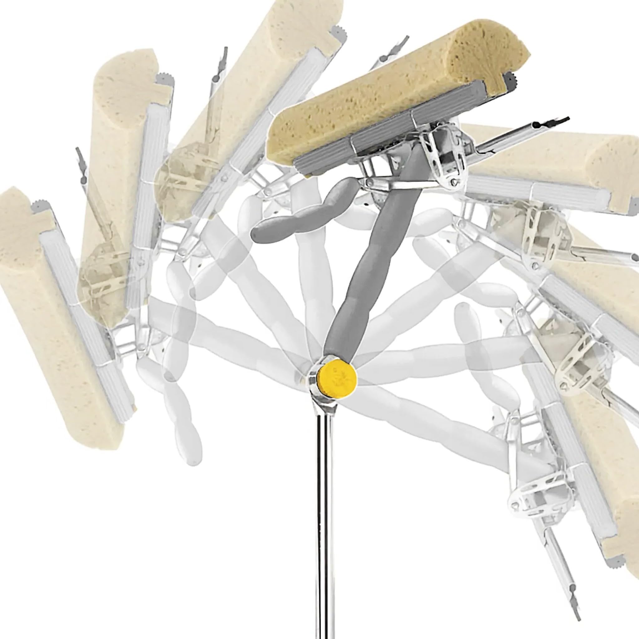 Bricoloco Nettoyeur de vitres extensible et articulé 110-174 cm Professionnel Système lave-vitres avec mécanisme d'essorage, caoutchouc, tête pivotante et manche télescopique